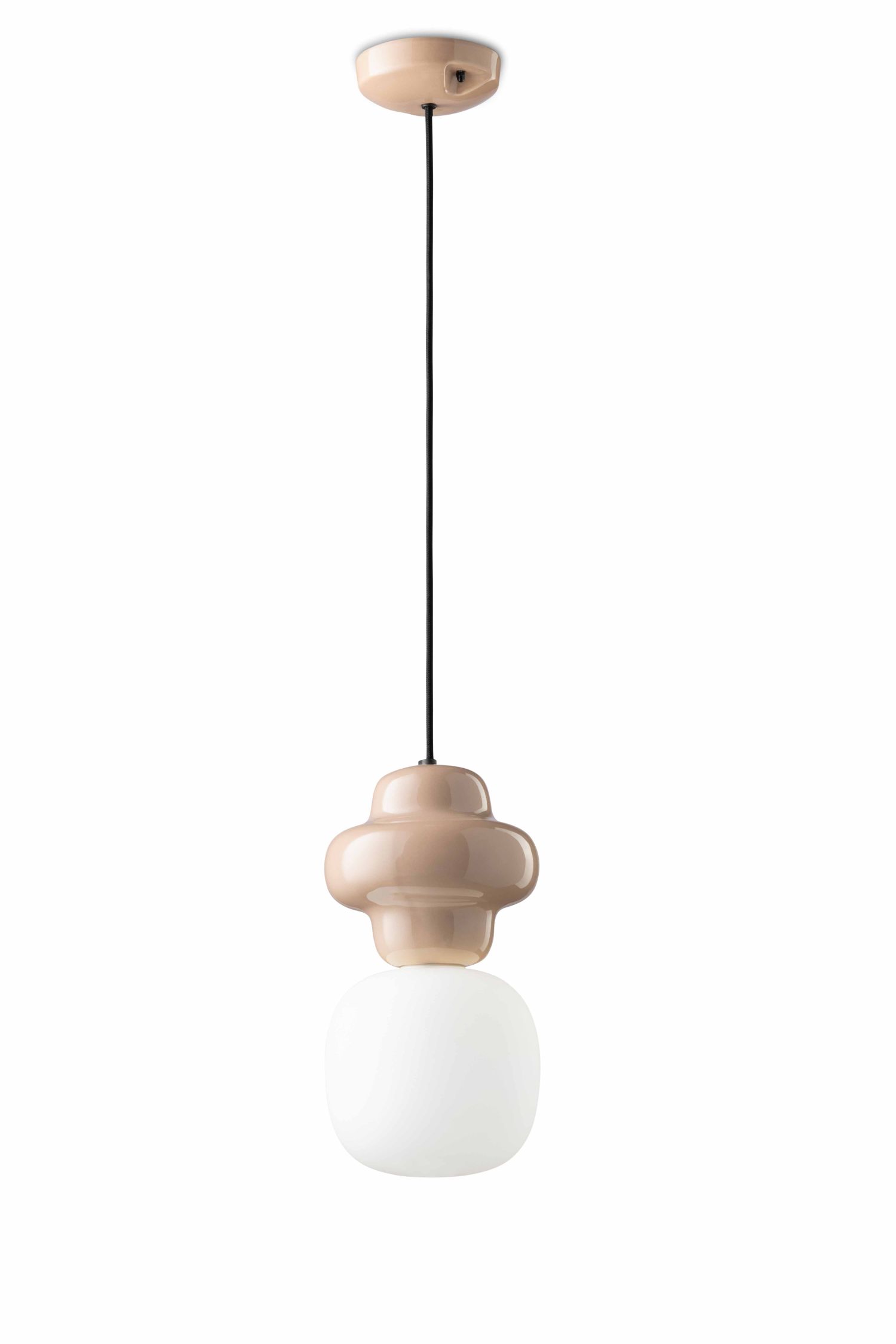 Lampe à suspendre céramique verre gris sable blanc E14 Rétro ROBERTO