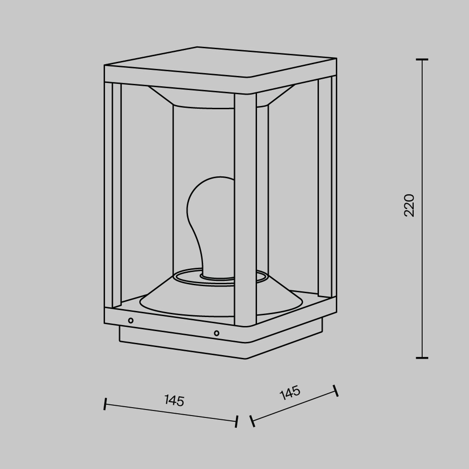 Borne d'éclairage aluminium E27 IP54 hauteur 22 cm graphite