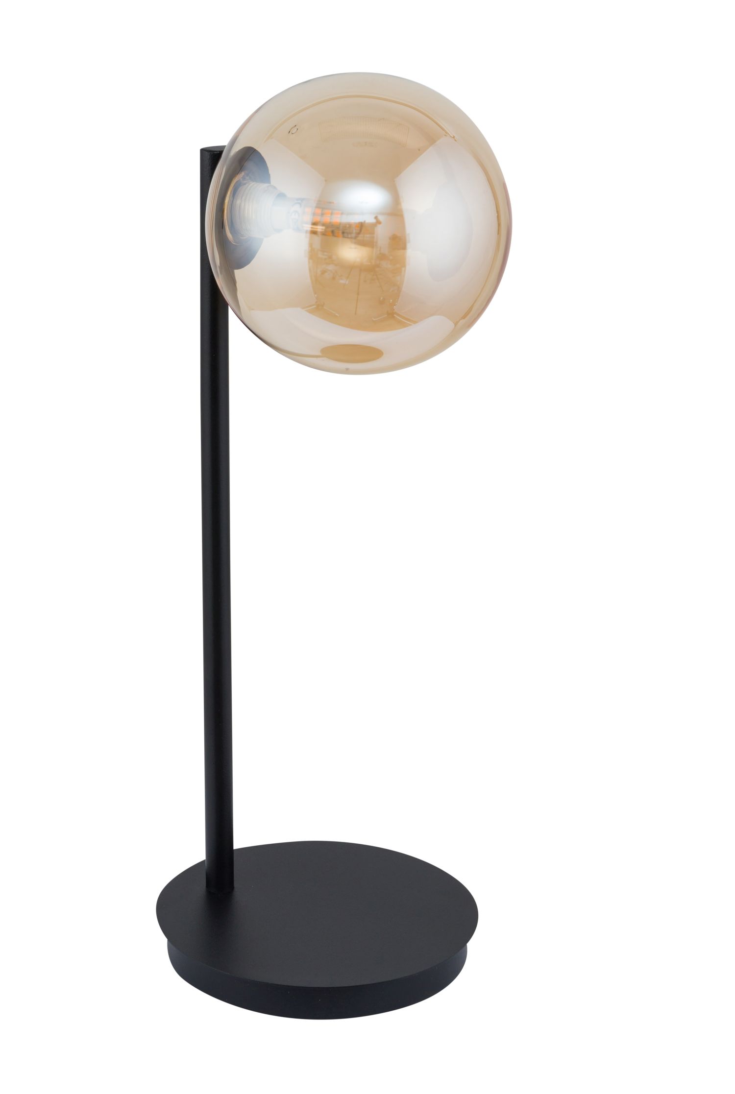 Lampe de chevet noir métal verre ambre 44 cm G9