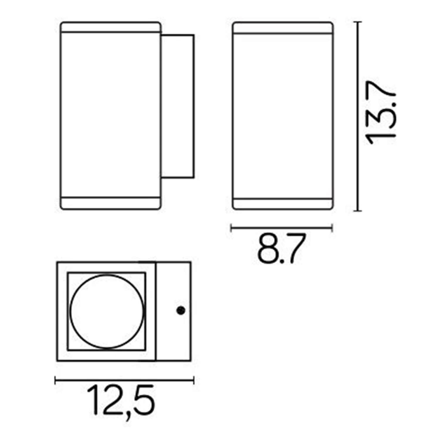 Luminaire extérieur anthracite aluminium carré IP54