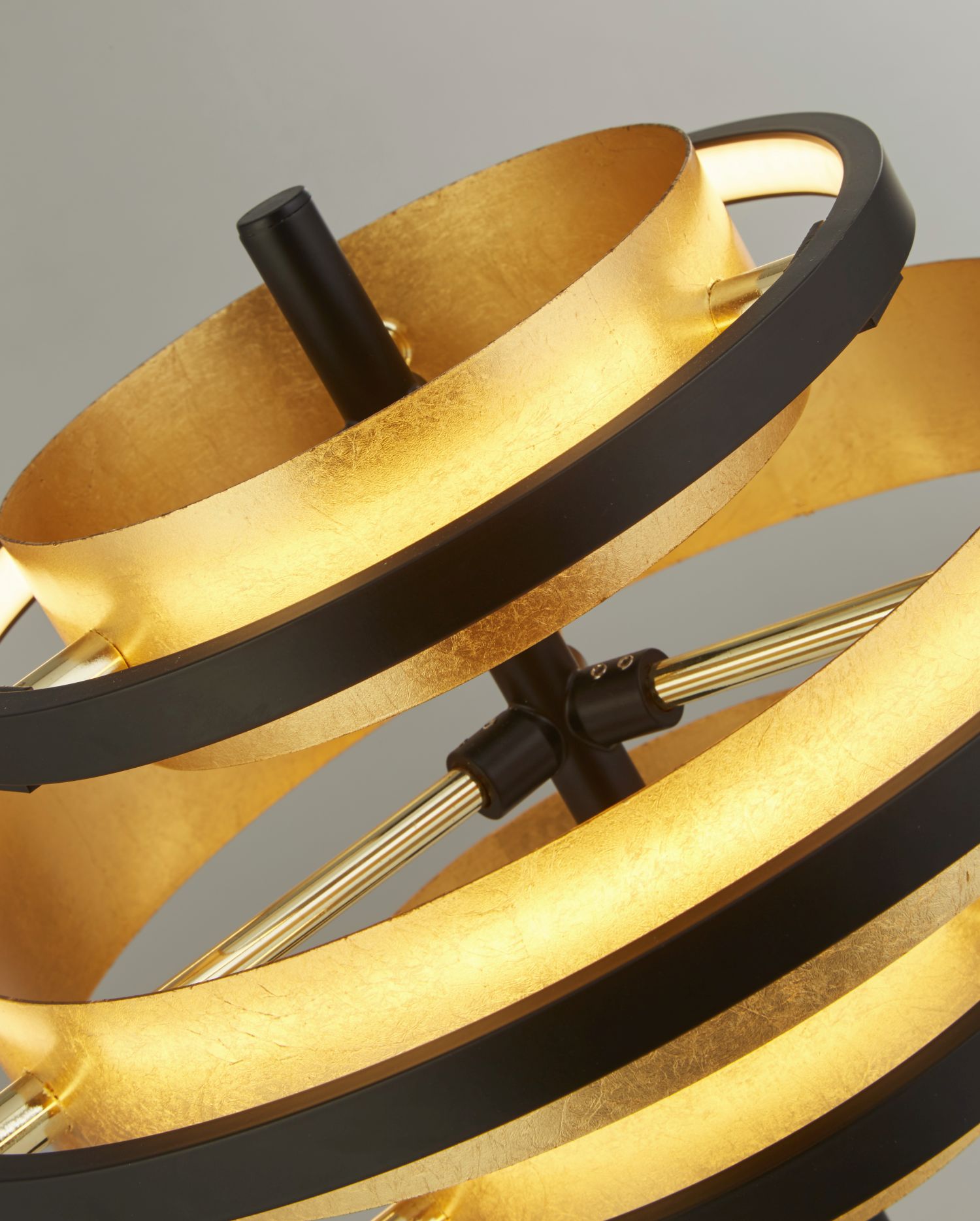 Tischlampe Schwarz Gold H: 43,5 cm Ø 32 cm rund Metall
