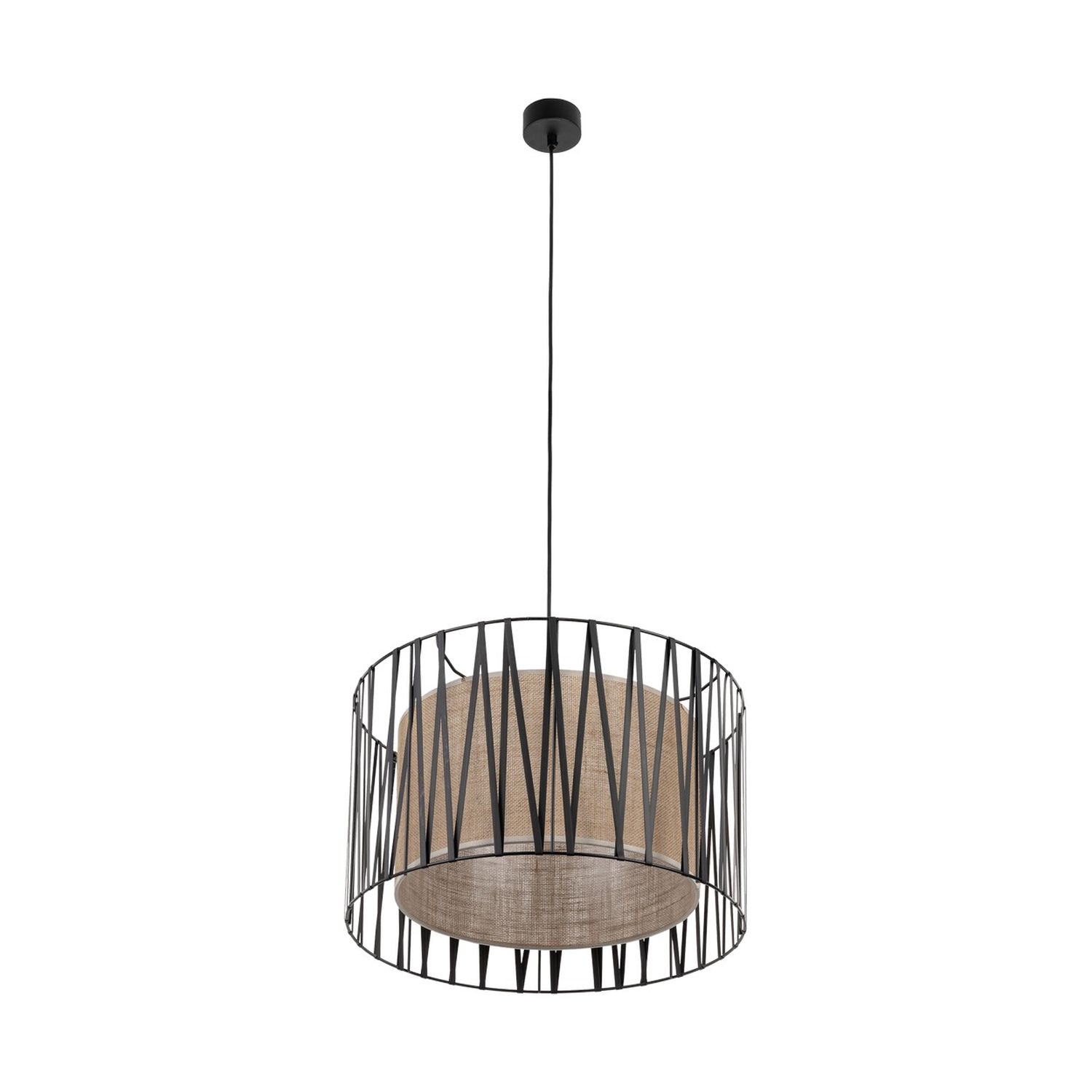 Suspension ronde Ø 50 cm 3x E27 Noir Marron Moderne