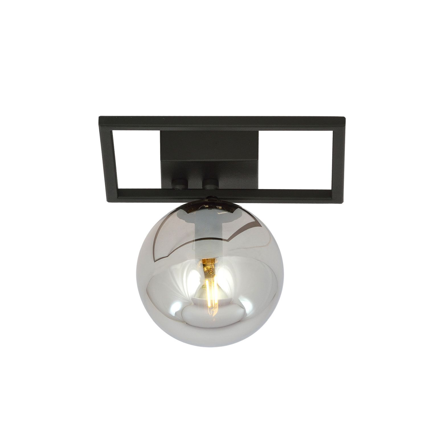 Deckenlampe klein Metall Rauchglas L: 20 cm Kugelschirm E14