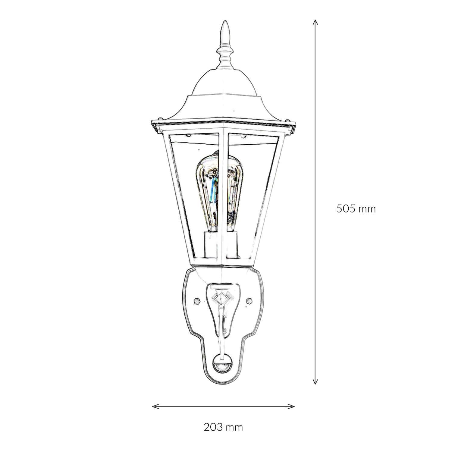 Grande lampe d'extérieur avec détecteur de mouvement E27 Blanc IP44