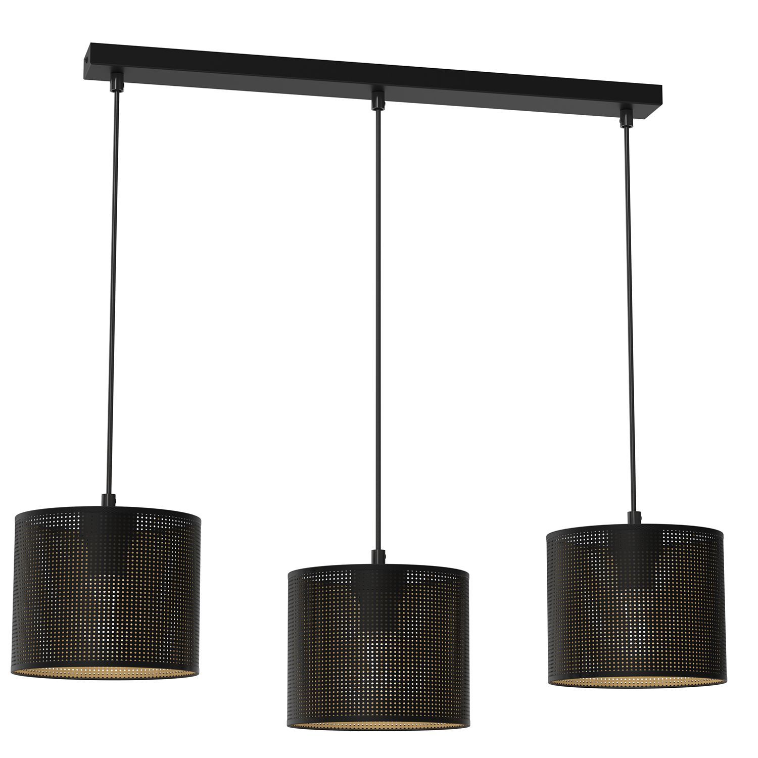 Pendelleuchte Metall in Schwarz Gold 75 cm E27 Loft