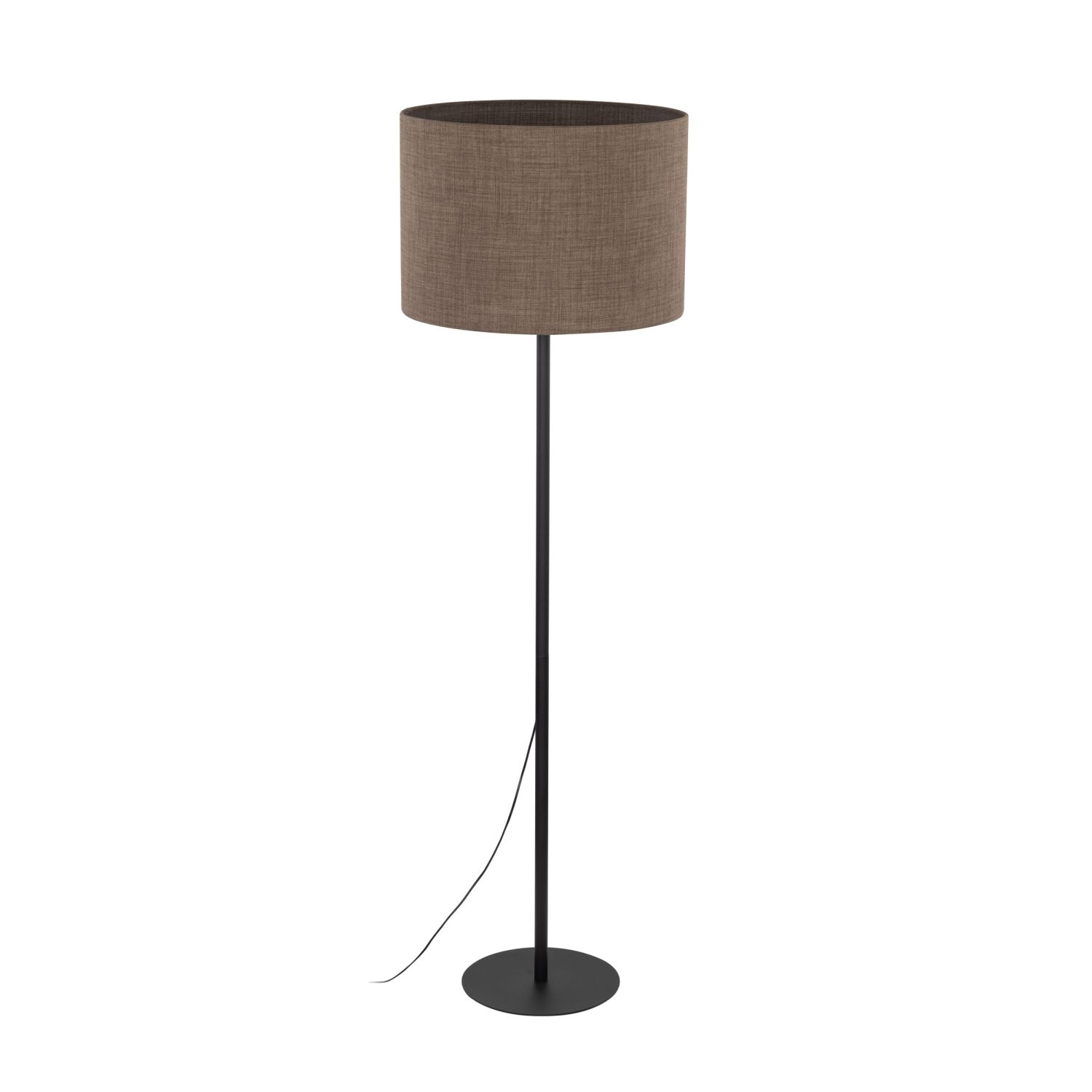 Lampadaire Moderne 165 cm Métal Jute E27 Noir Marron