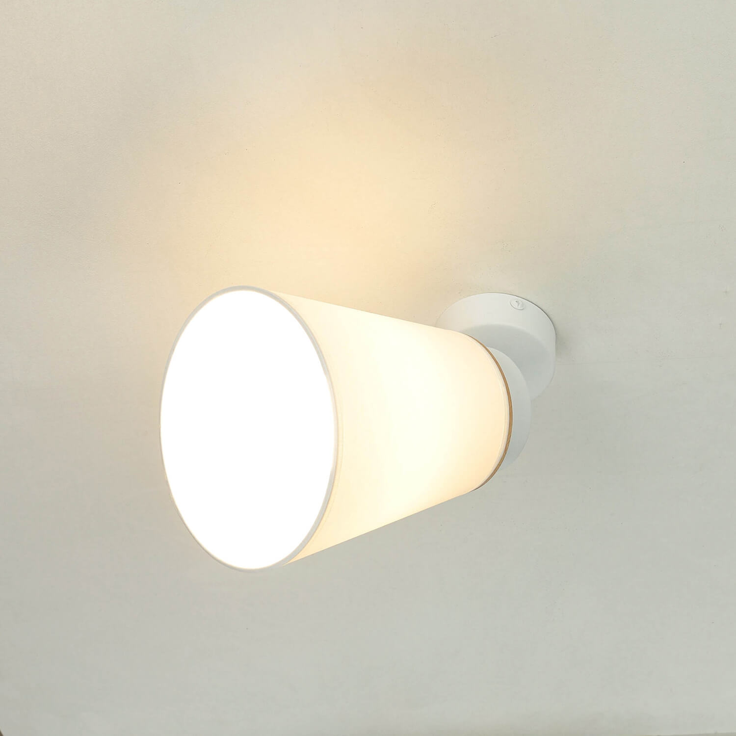 Spot Leuchte Weiß Modern rund Holz Lampe