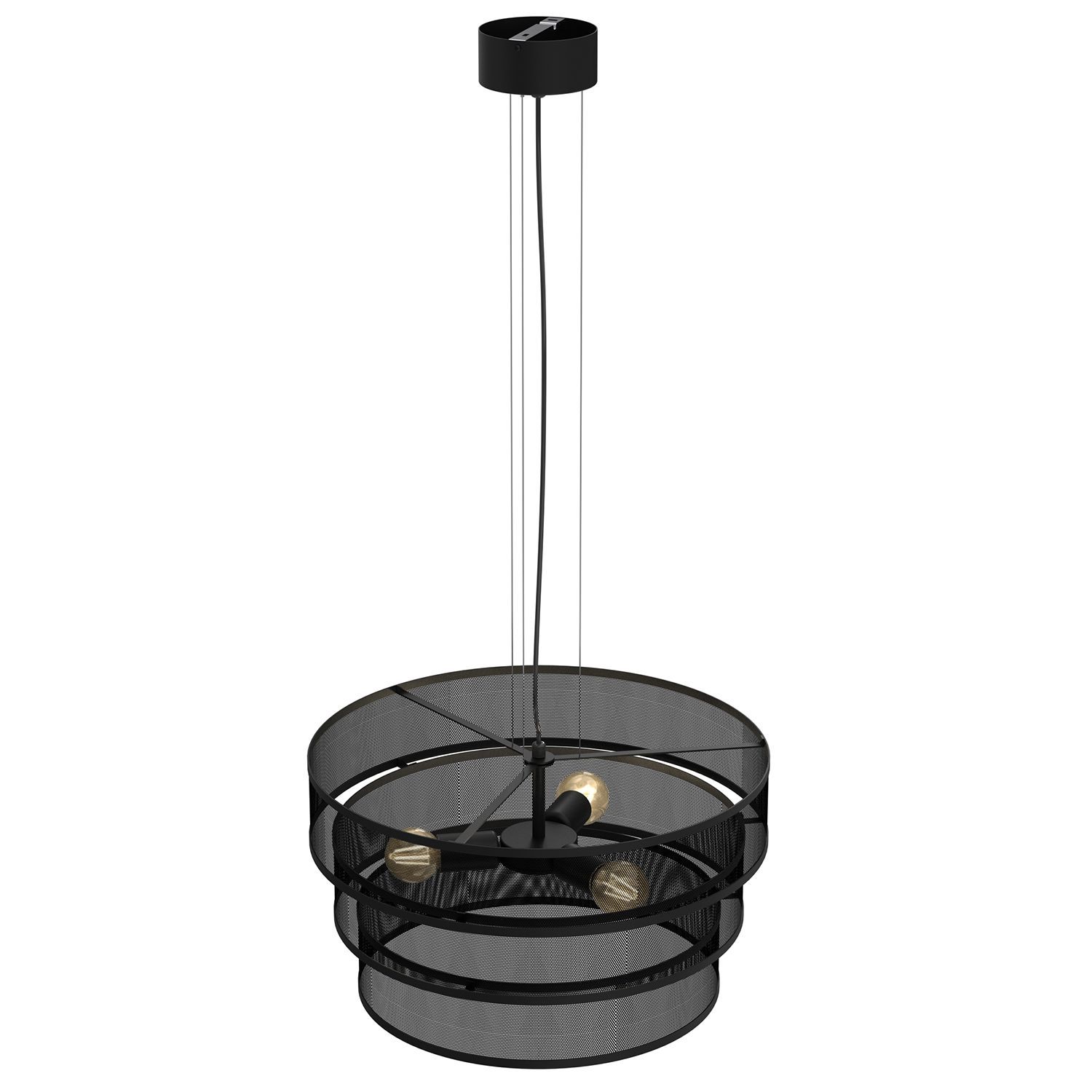 Suspension ronde noire métal E27 Ø55 cm Industrie