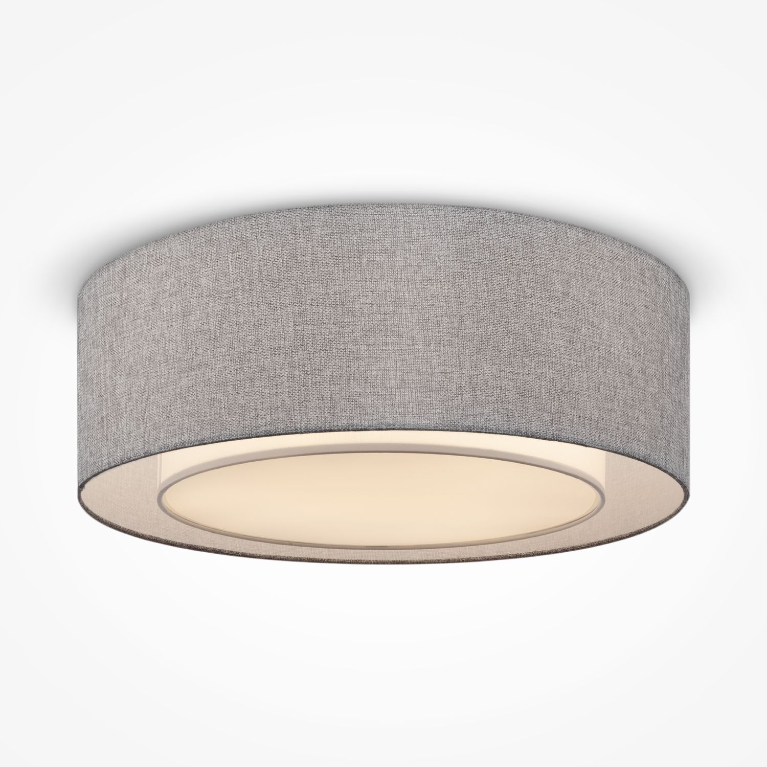 Lampe de plafond métal tissu E27 Ø 52 cm chrome gris rond