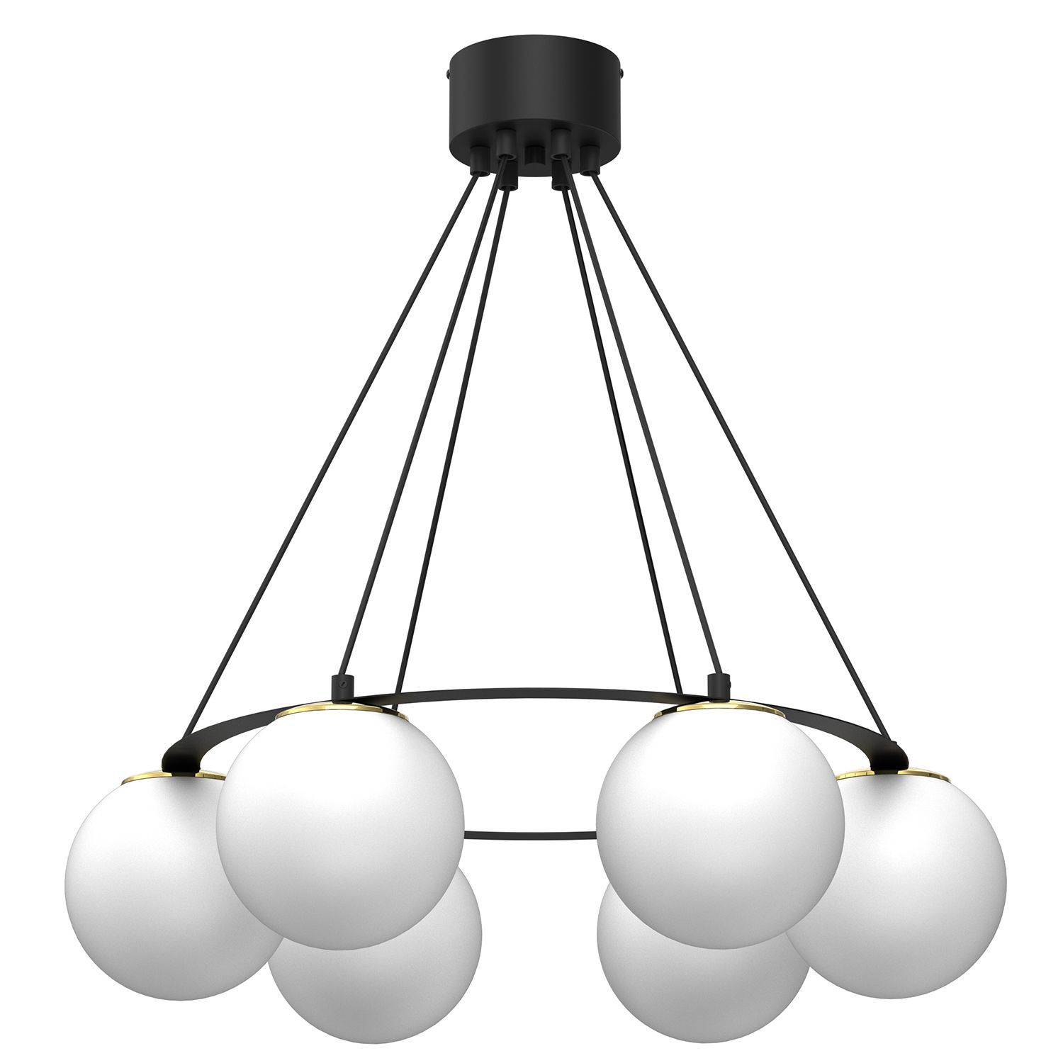 Lampe à suspendre verre métal noir blanc or L:62 cm E27