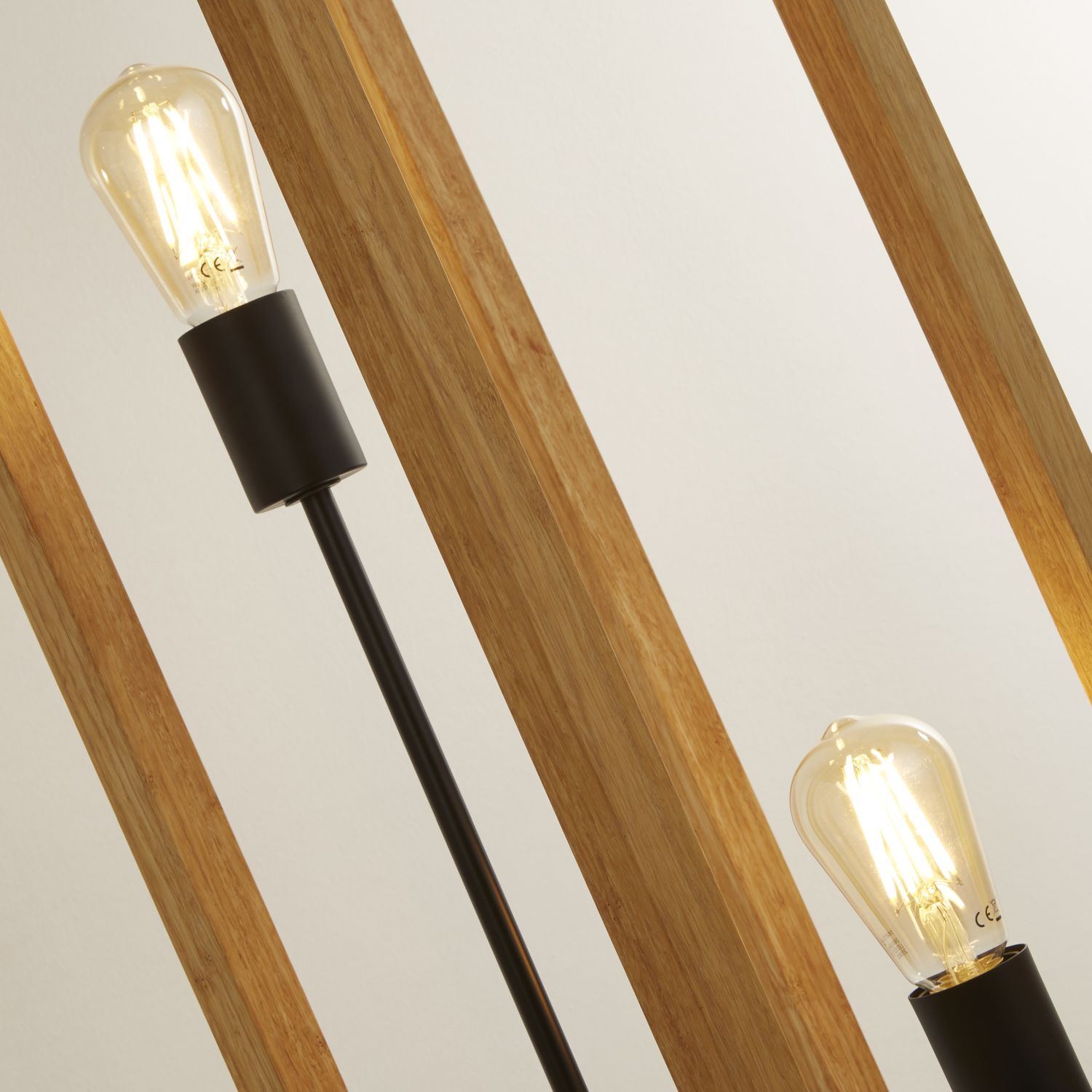 Stehlampe Bambus 140 cm hoch eckig Natur Schwarz ZAMOSC