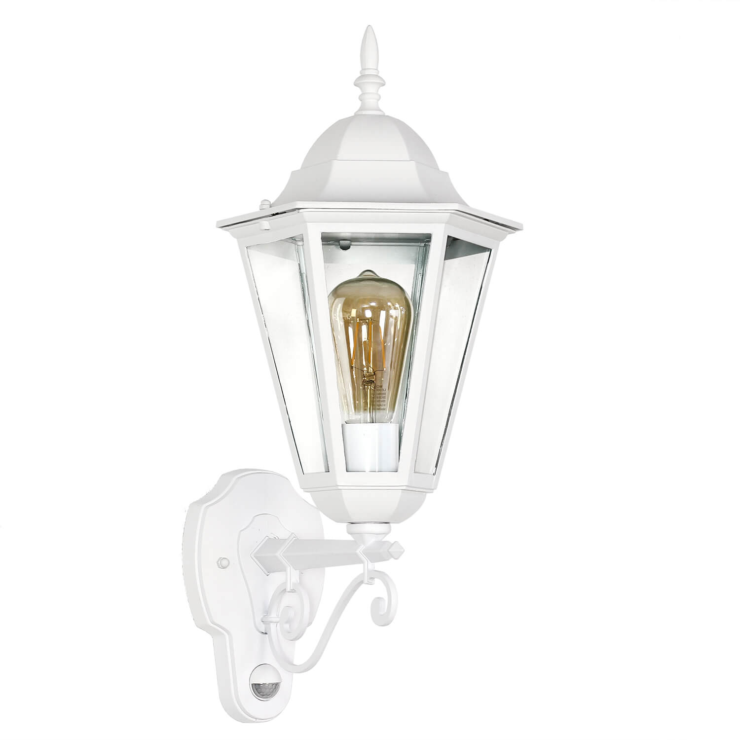 Grande lampe d'extérieur avec détecteur de mouvement E27 Blanc IP44