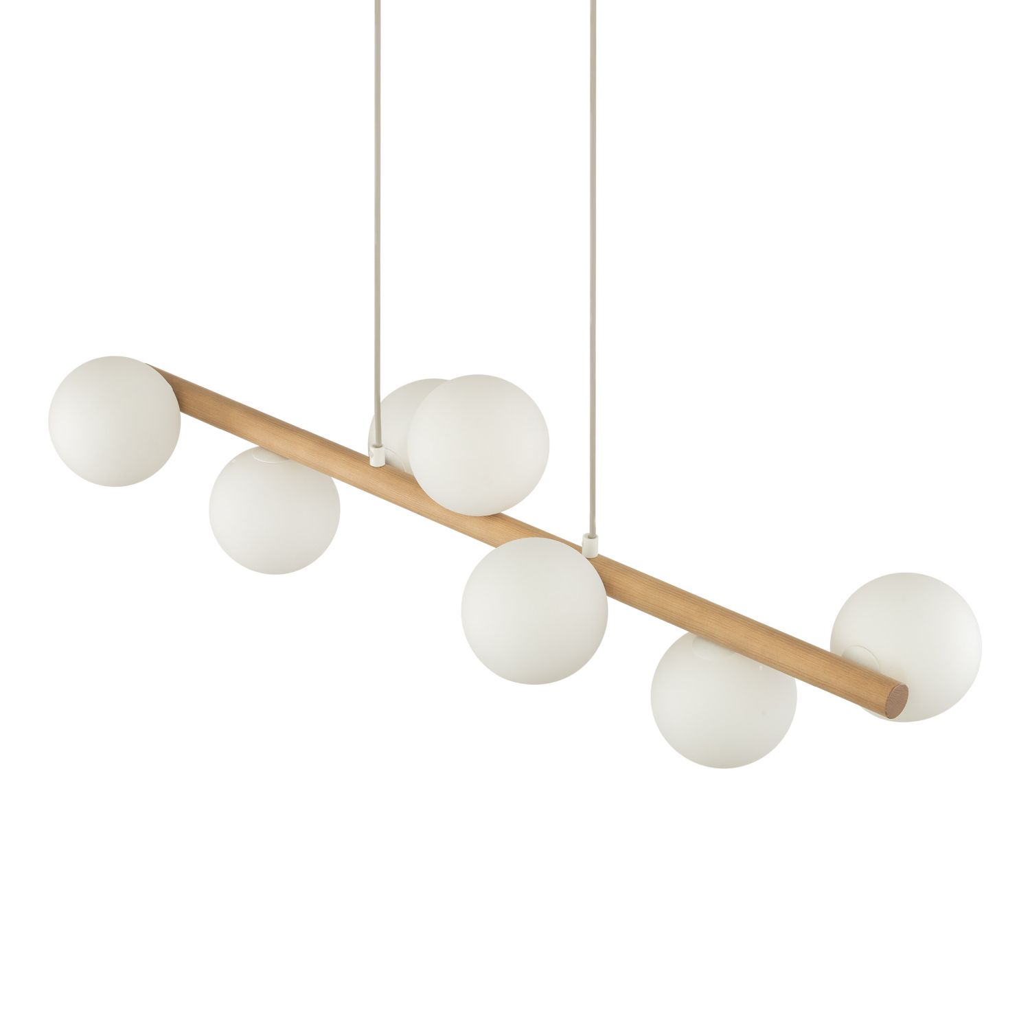 Lampe à suspendre bois métal verre L : 90 cm 7x G9 Moderne