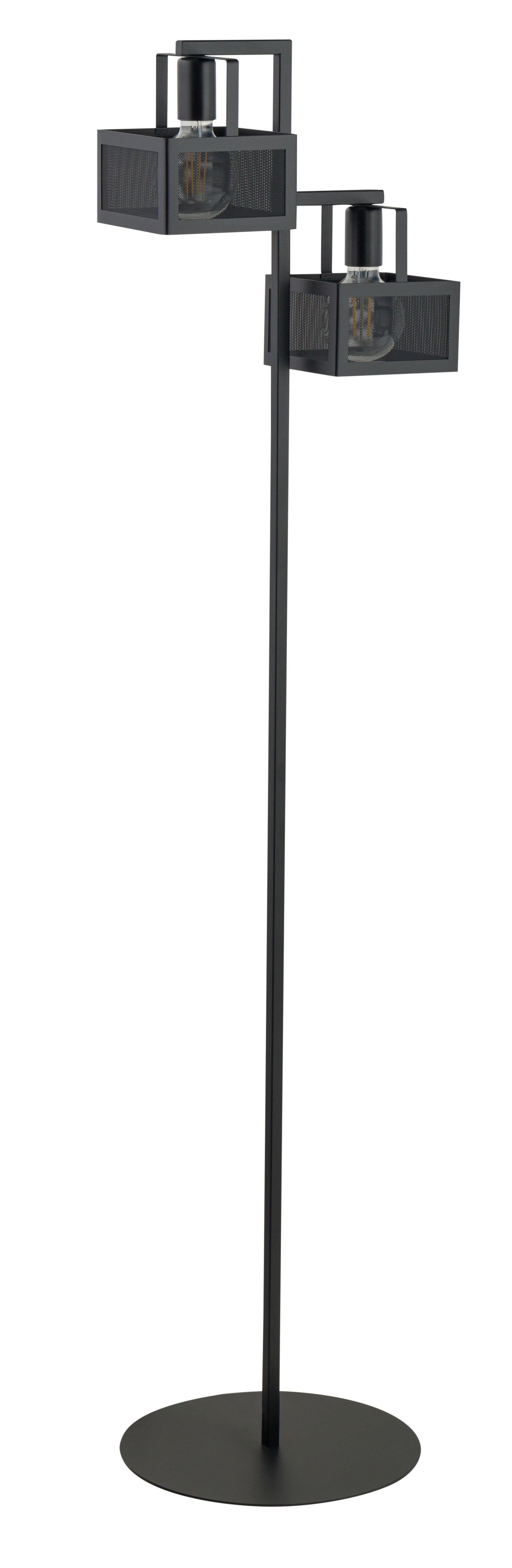 Schwarze Stehlampe Metall E27 groß 160 cm 2-flammig