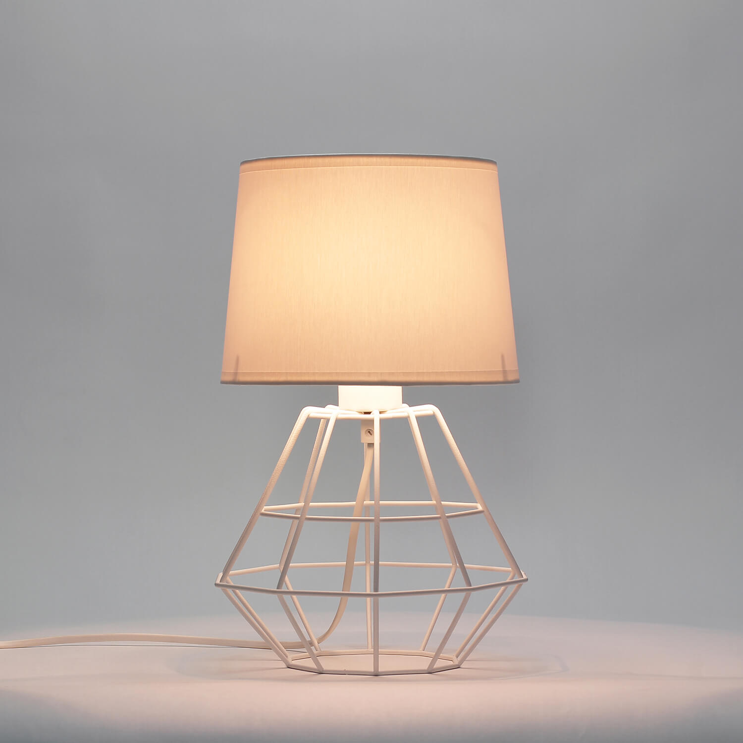 Lampe de table Blanc 34 cm E27 Tissu Métal