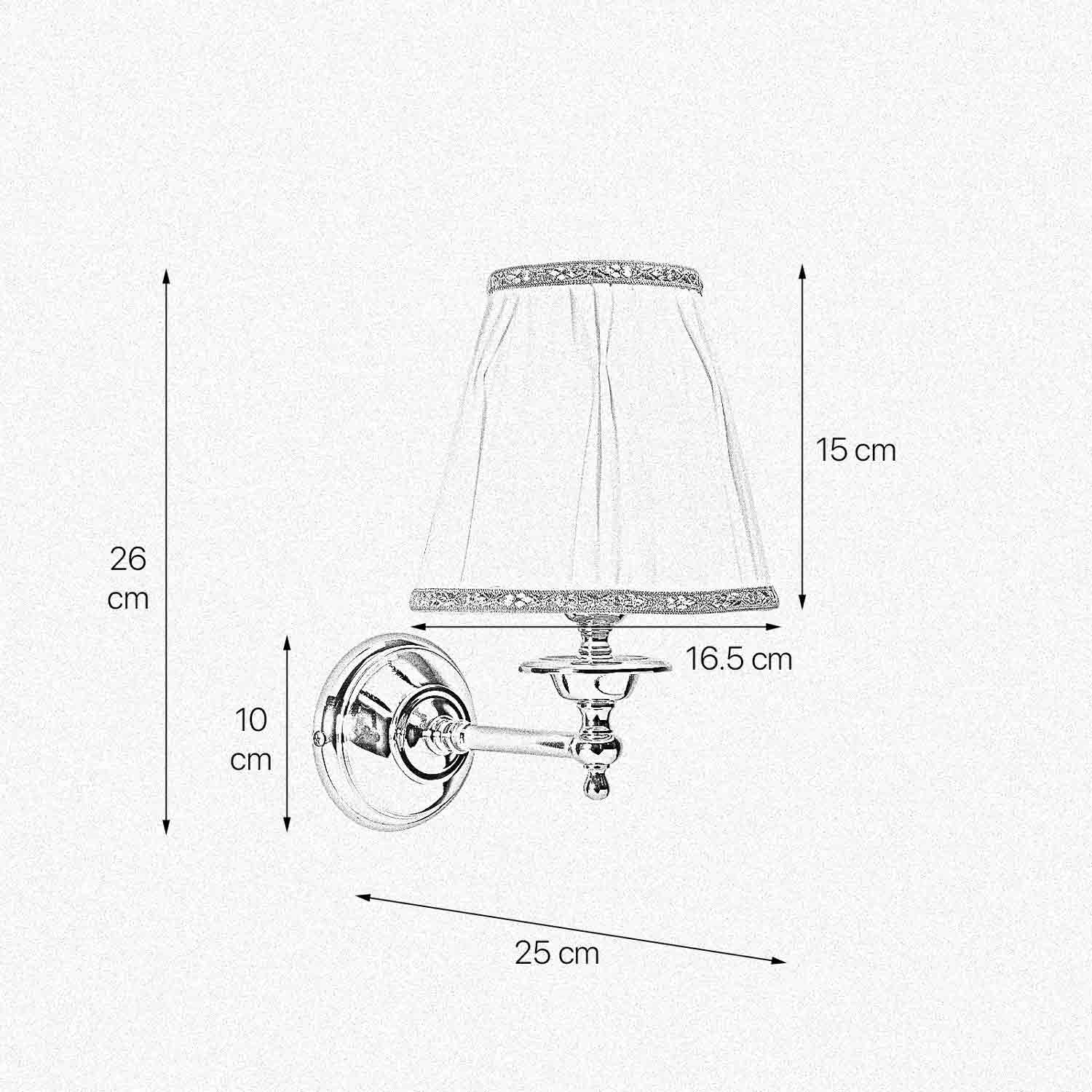 Wandlampe Schlafzimmer H: 26 cm klein Messing Stoff
