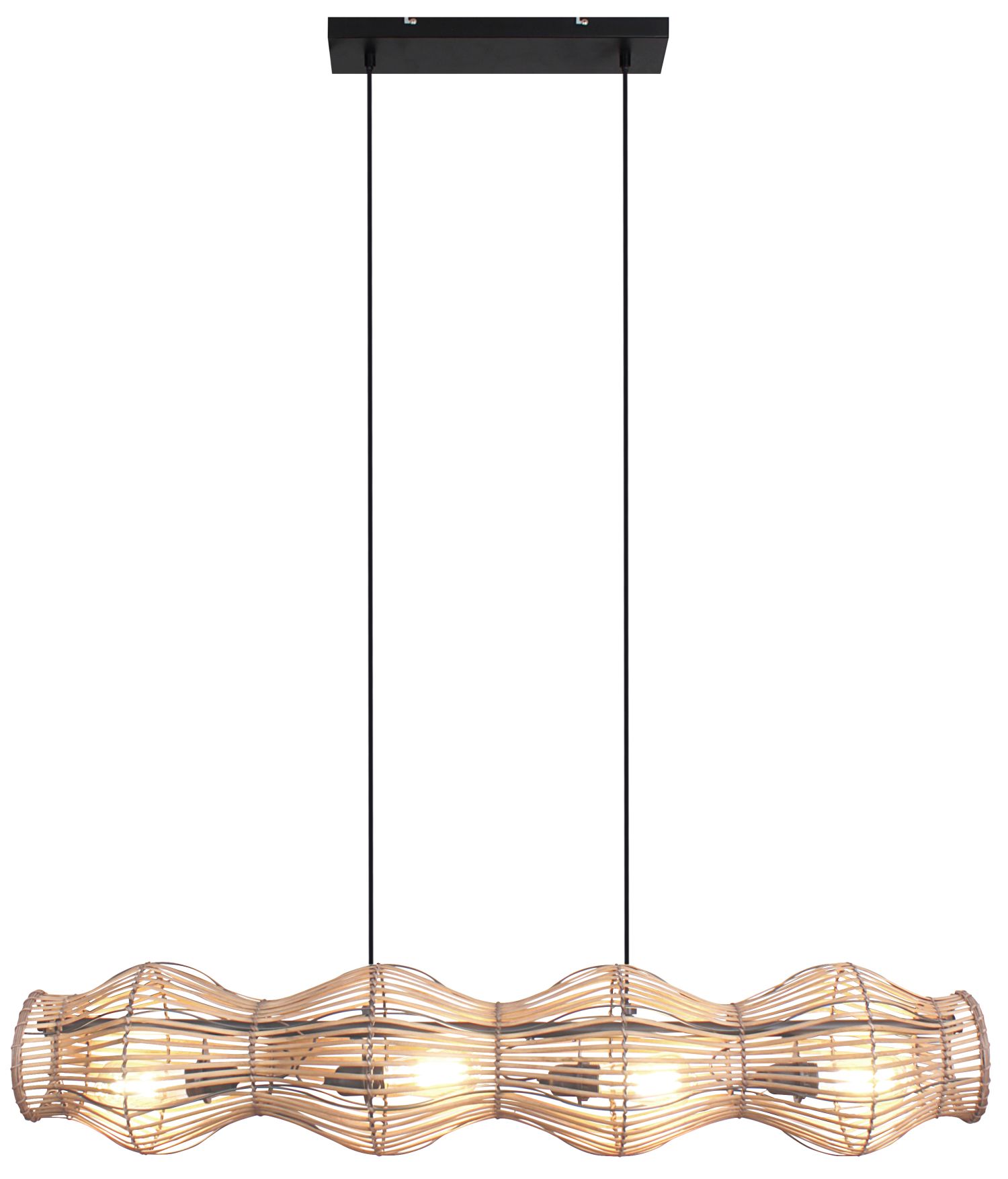 Suspension Bambou Naturel E27 4-flamme 107 cm de long