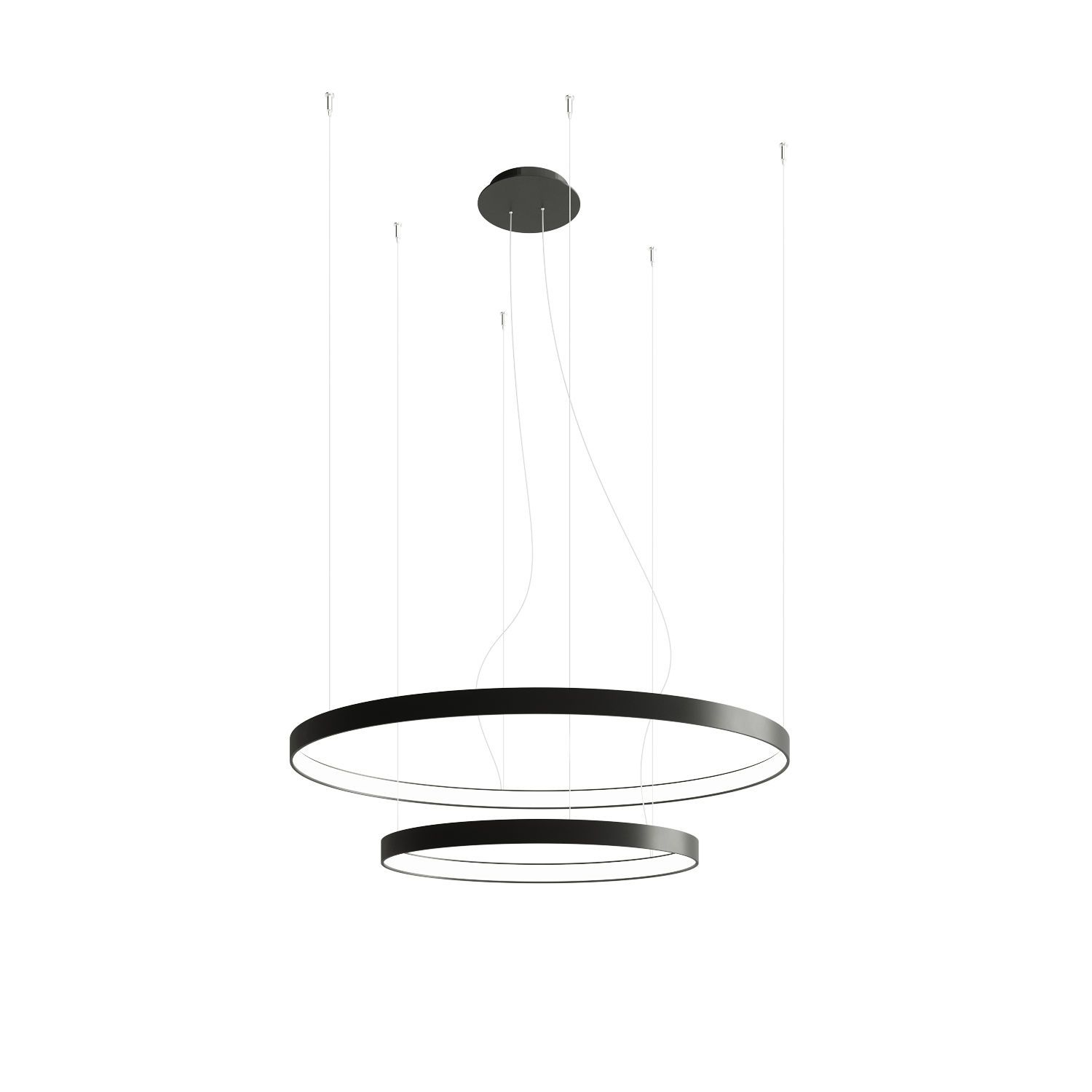 Lustre LED Design moderne 2 anneaux 3000 K Noir