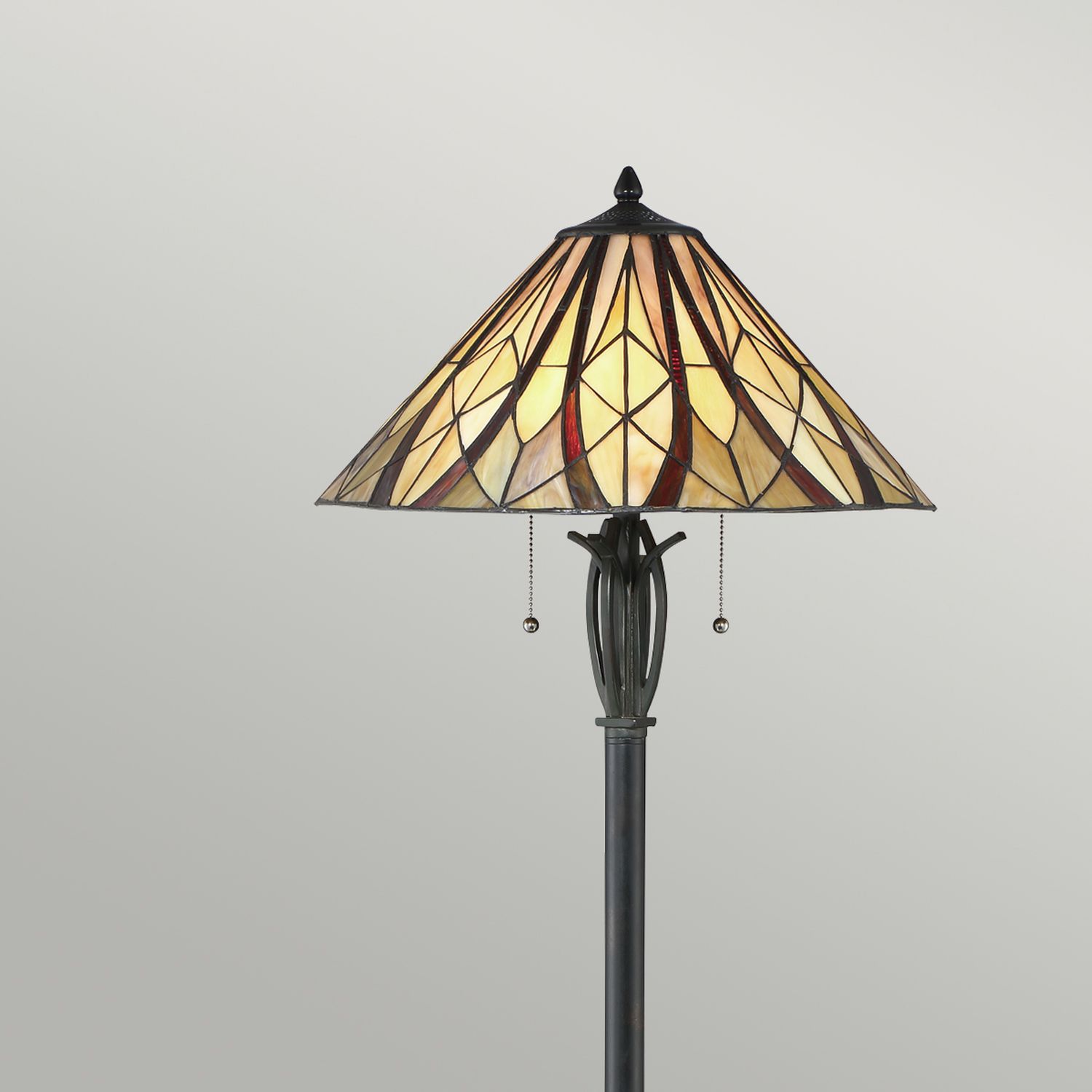 Standlampe Tiffany Stil 149cm Zugpendel E27 Glas Metall