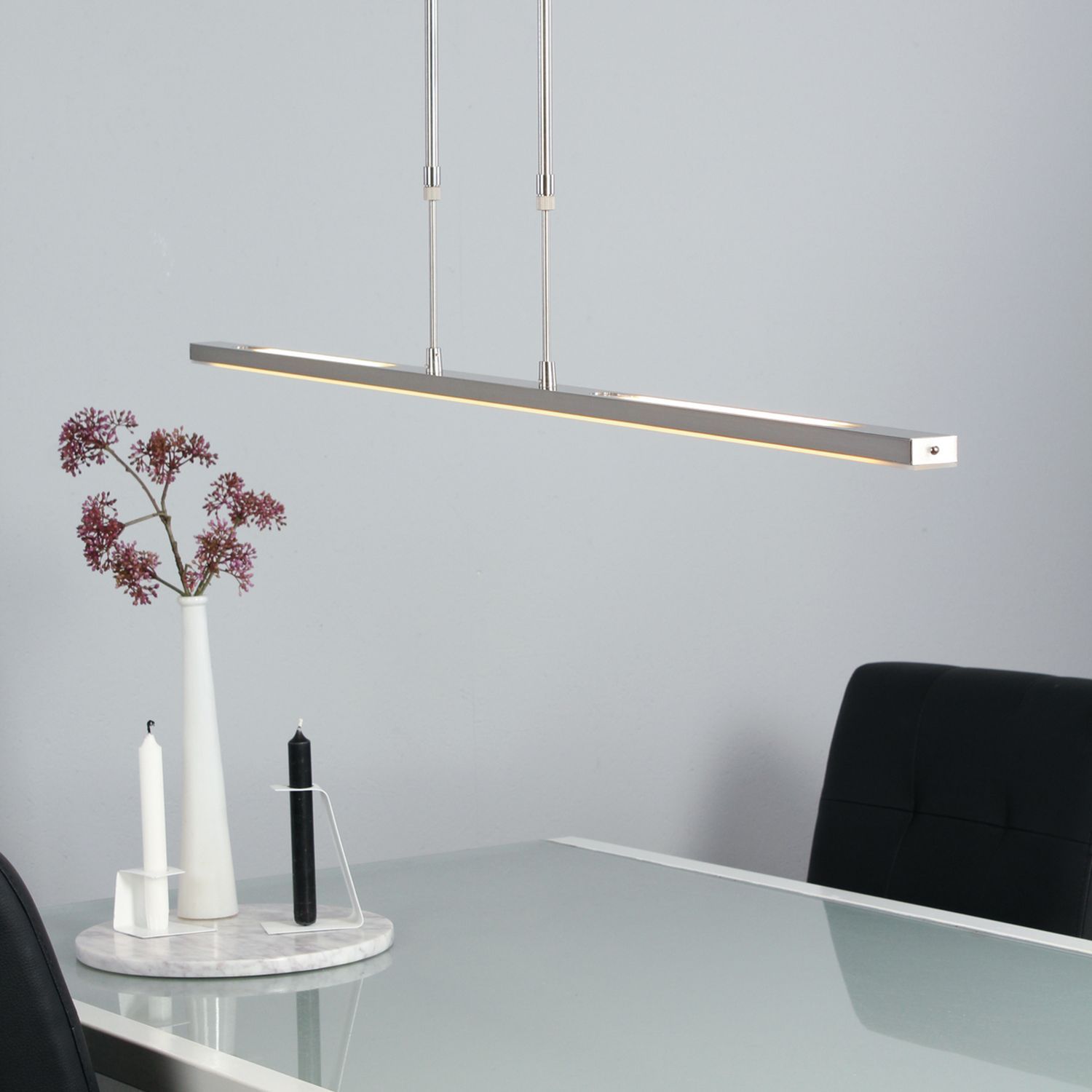 Long plafonnier LED à intensité variable en acier 122 cm 4000 K