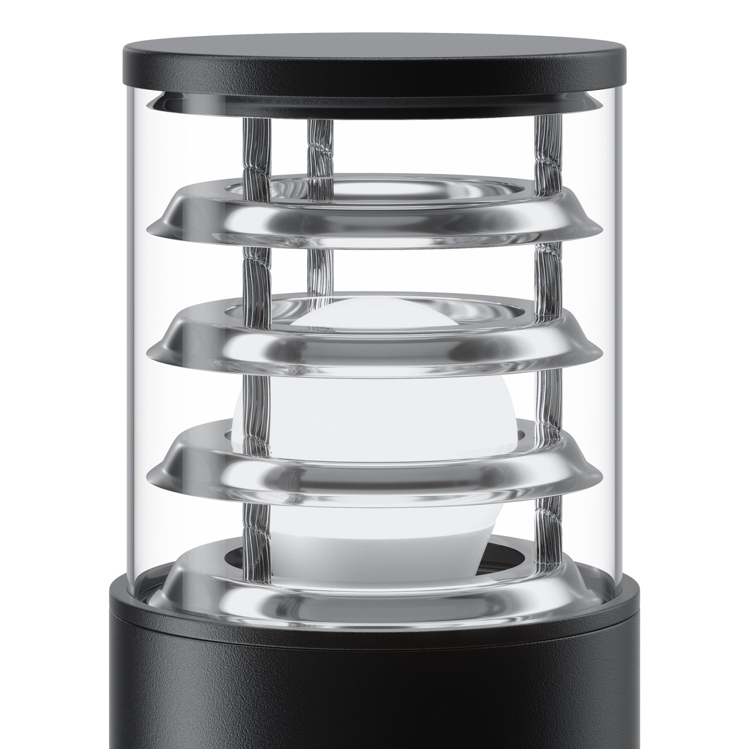 Borne d'éclairage aluminium 25 cm IP54 noir E27 rond