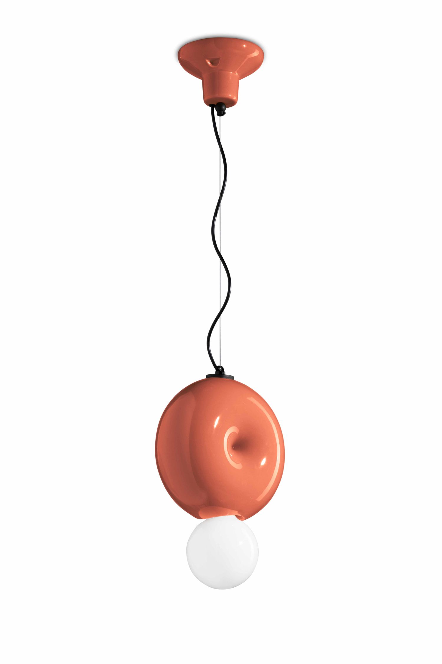 Suspension céramique E27 H : max. 119 cm Orange rond