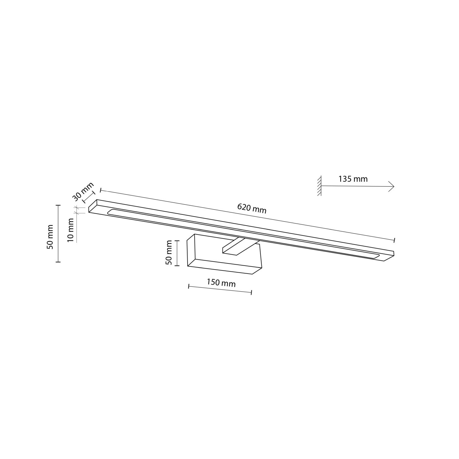 LED Bilderlampe Chrom 62 cm lang neutralweiß 4000 K Metall