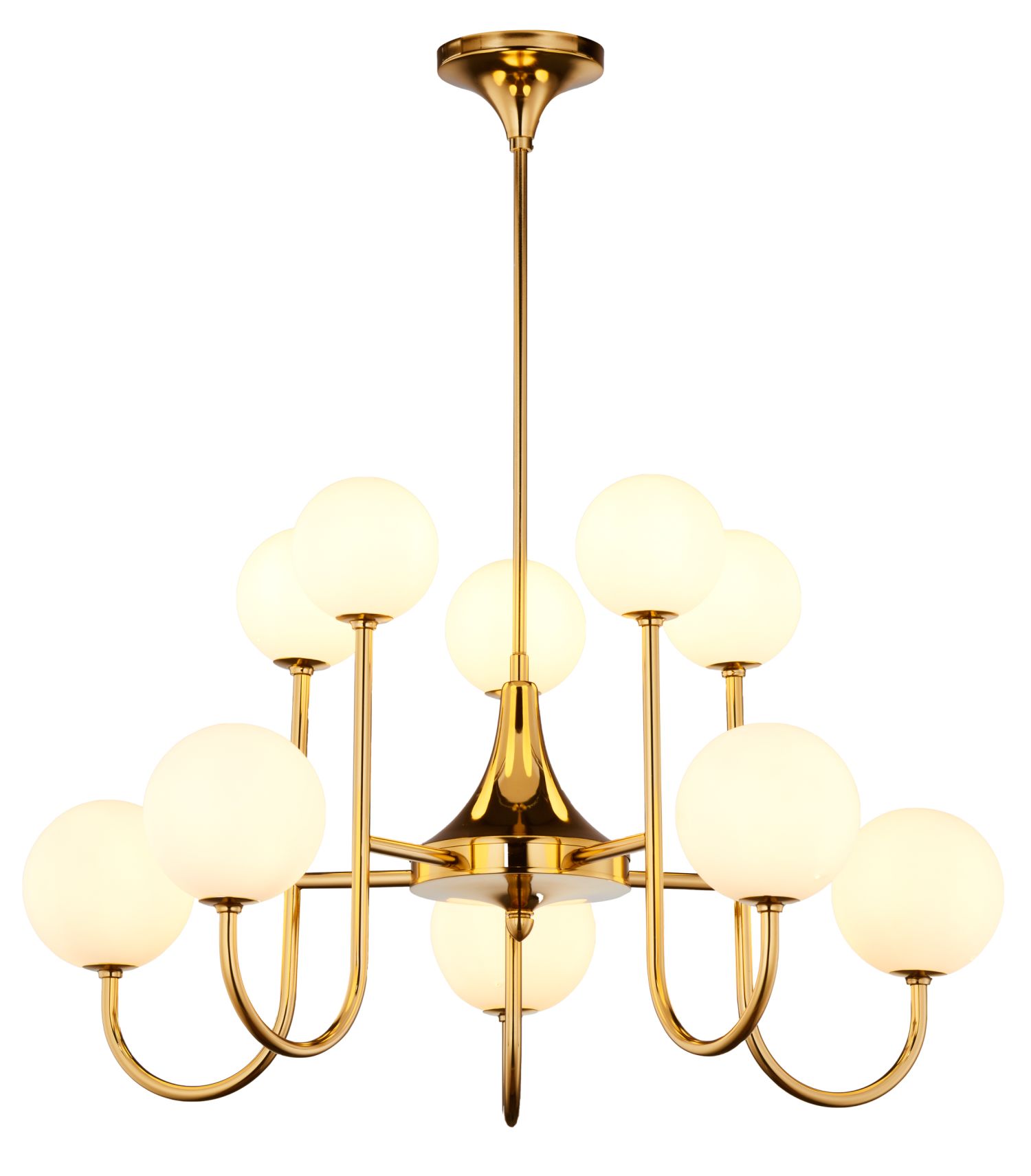 Deckenlampe Jugendstil Messing Glas in Gold 10-flmg G9