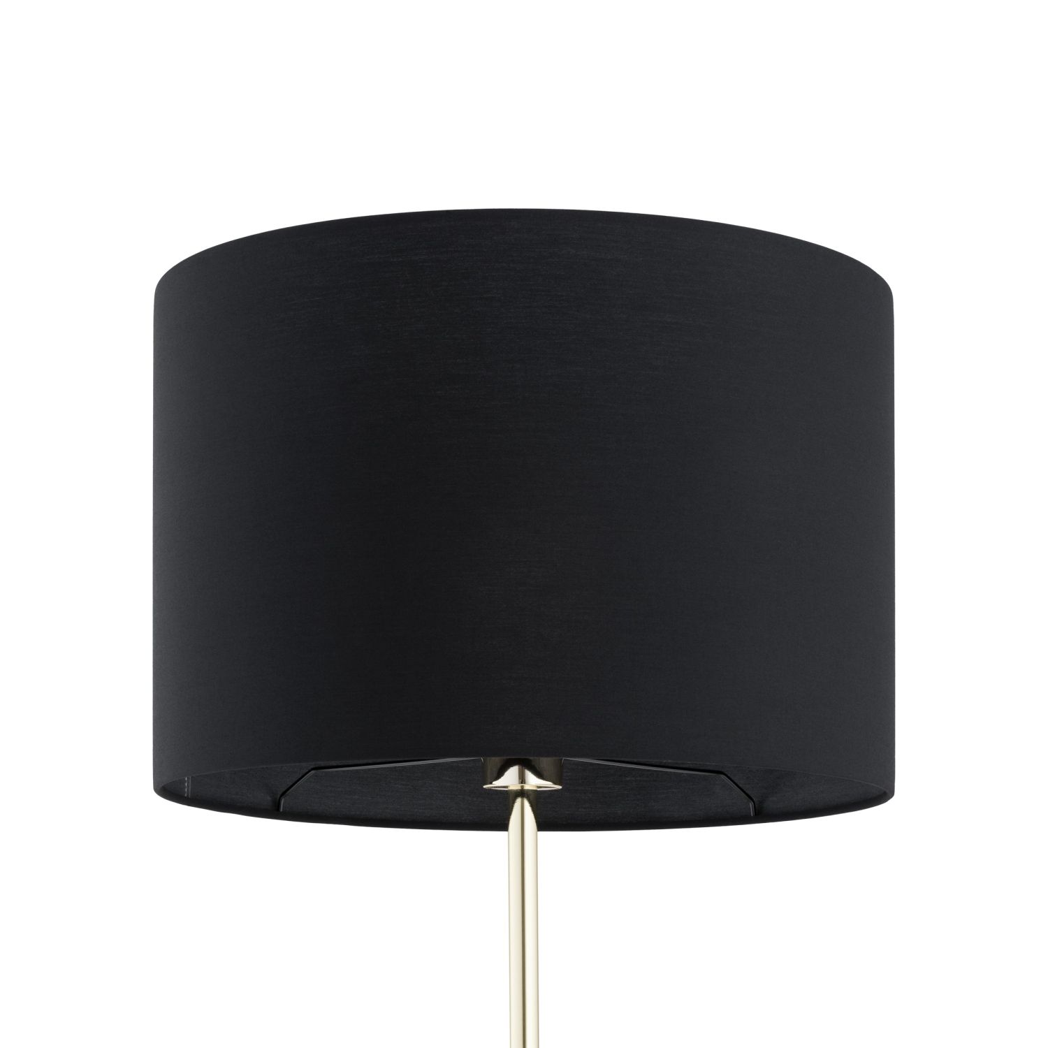 Lampadaire salon 160 cm tissu métal or noir E27