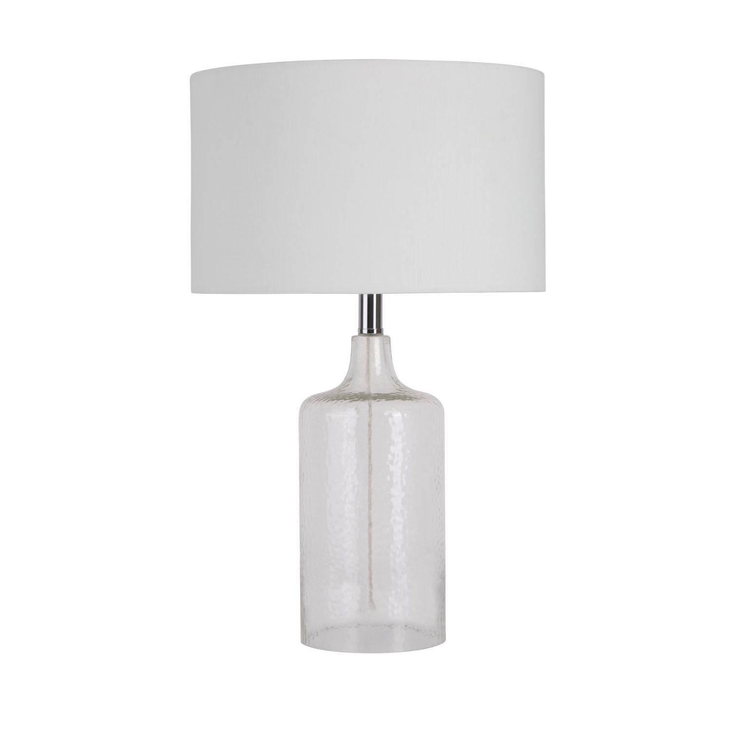 Tischlampe Glas Stoff Weiß 62 cm E27 elegant