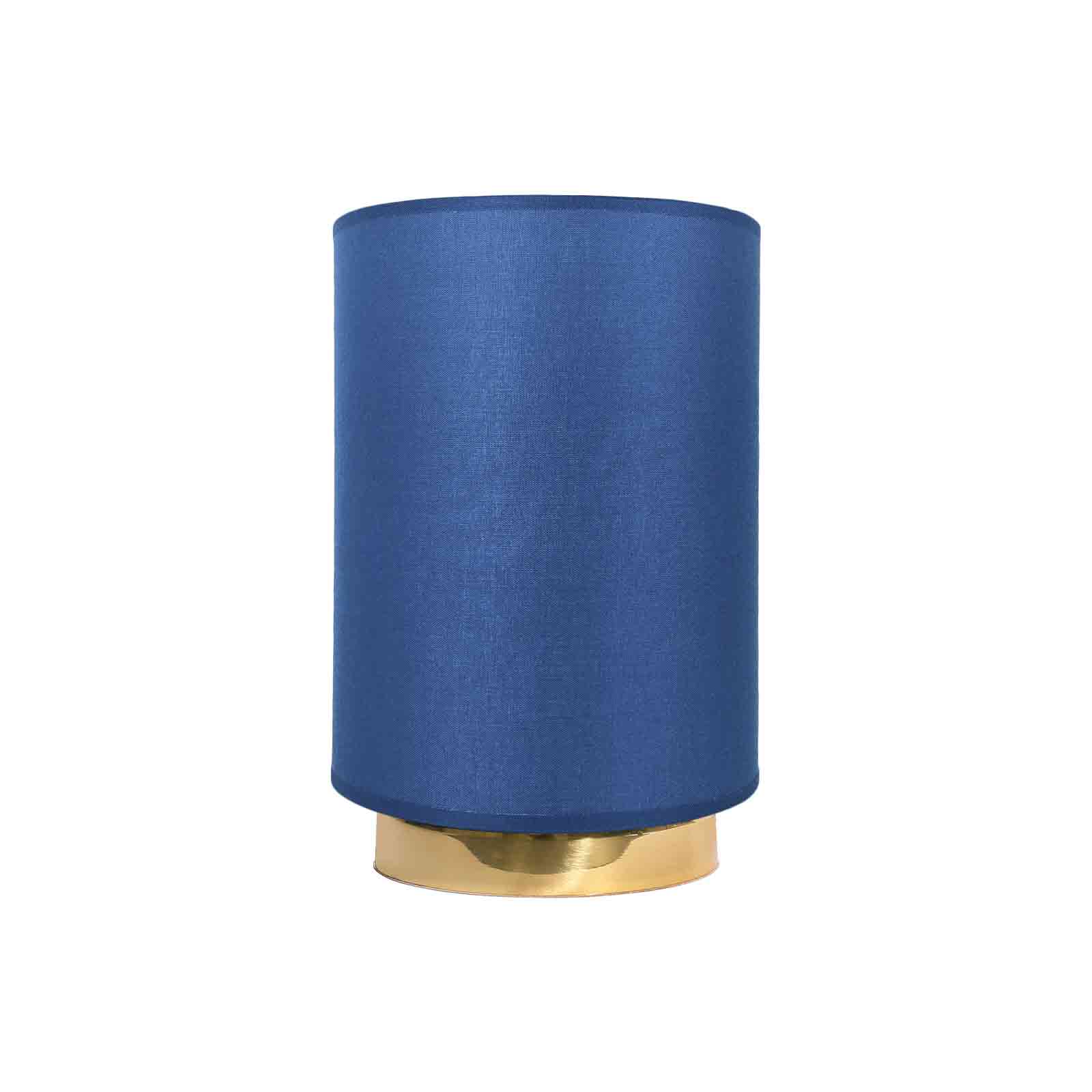 Tischlampe Stoffschirm H: 24 cm Blau Messing massiv E27