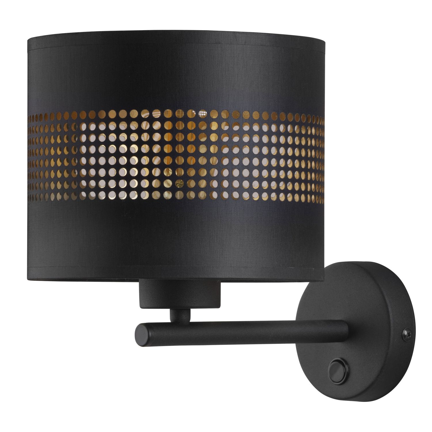 Wandlampe Stoffschirm Schwarz Gold E27 stilvoll