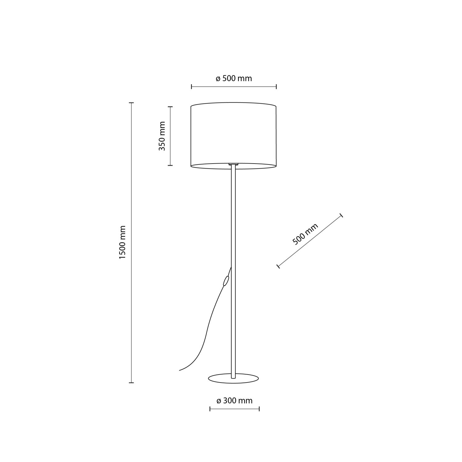 Lampadaire or blanc 160 cm en métal tissu E27 salon