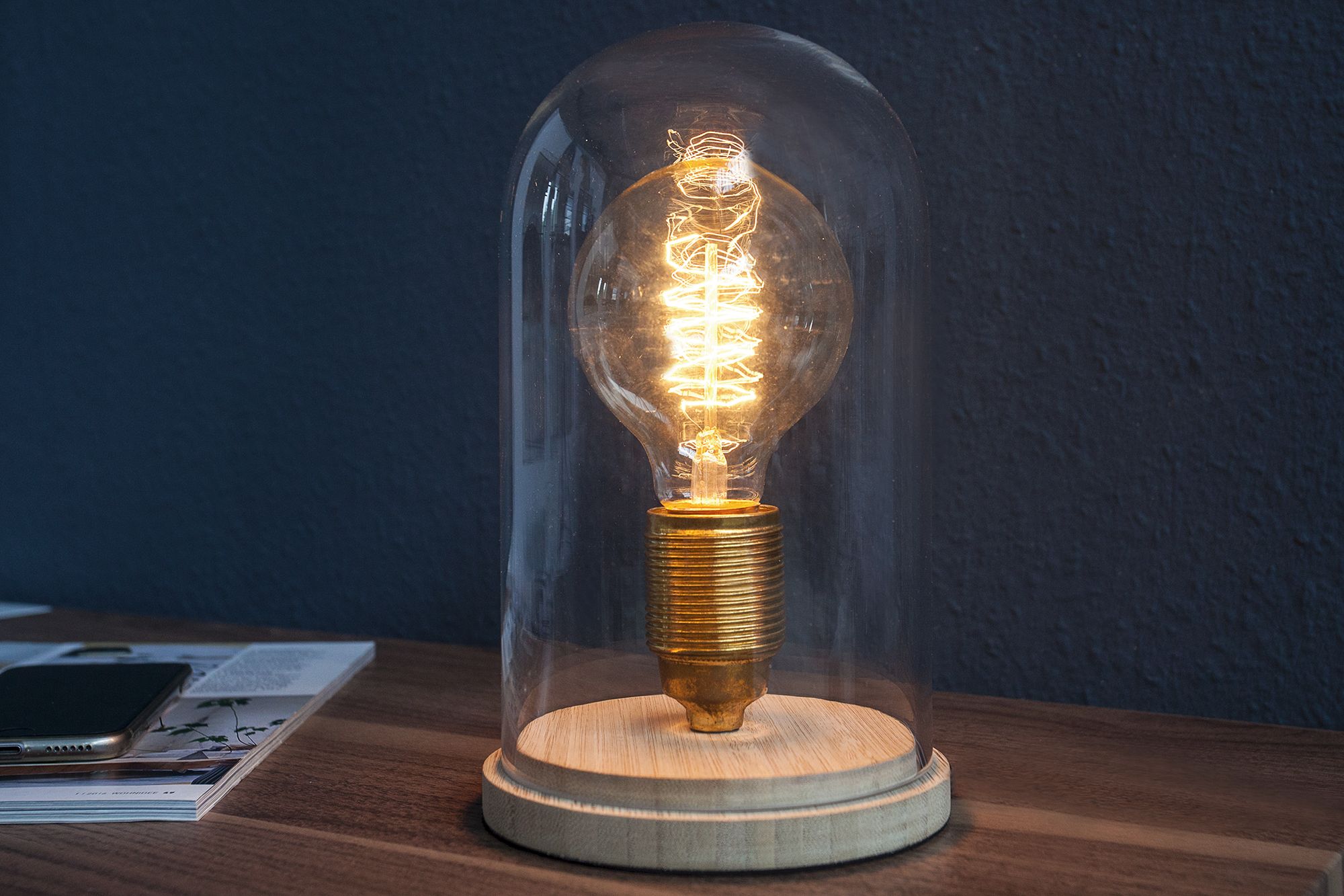 Stilvolle Tischlampe Bauhaus rund 20cm Edison Lampe