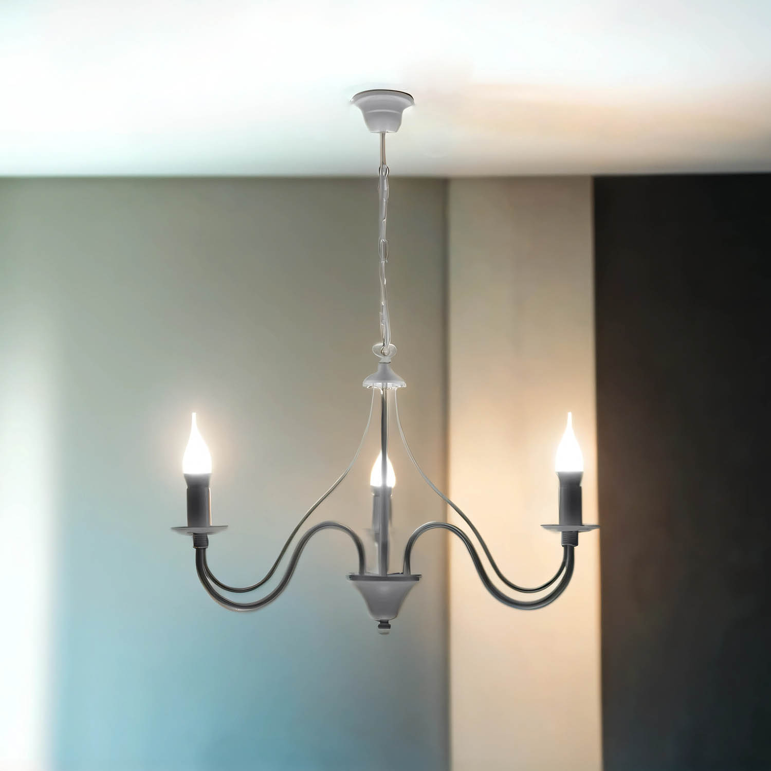 Suspension lustre rustique blanc