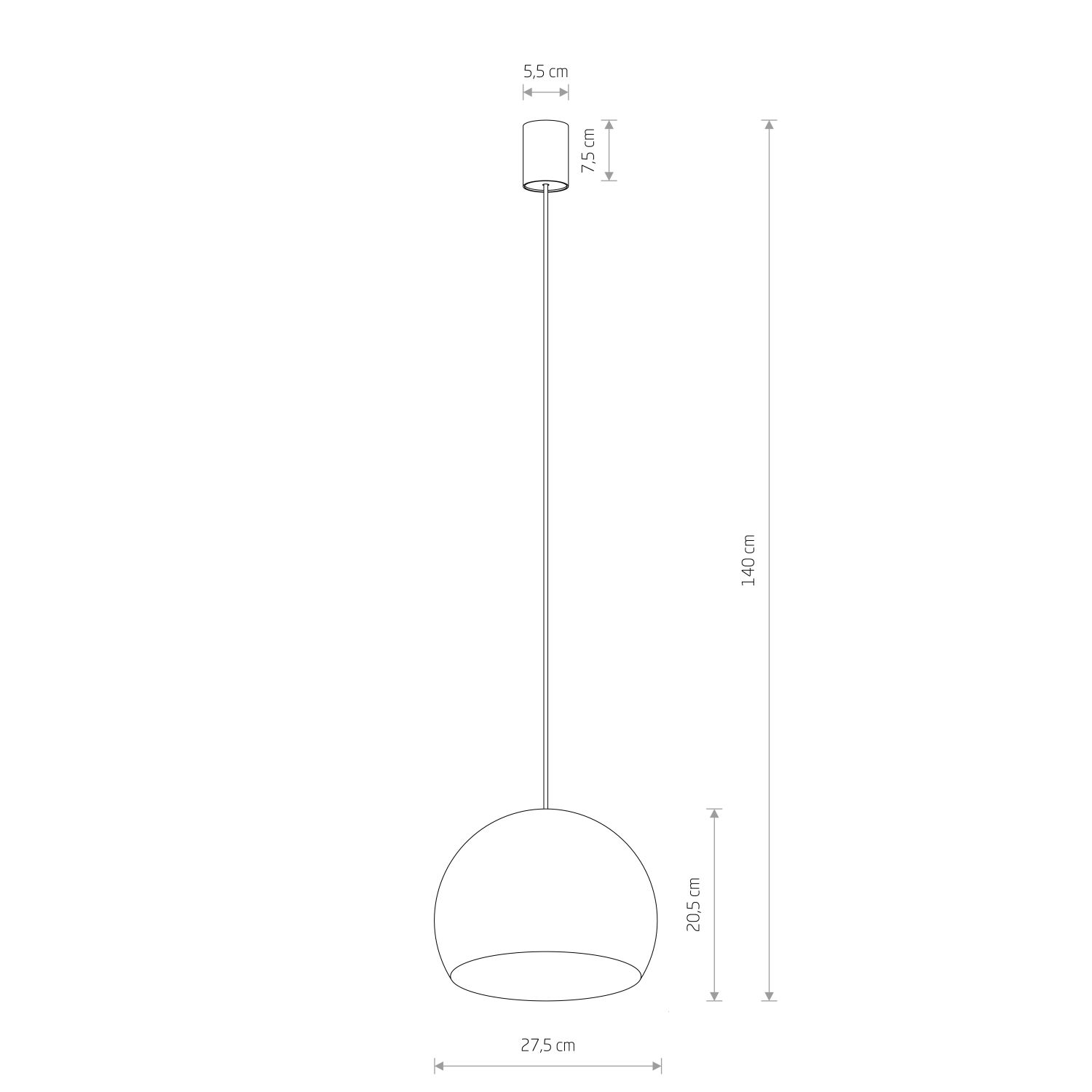 Suspension or mat GU10 Ø 27,5 cm Métal Rétro Boule