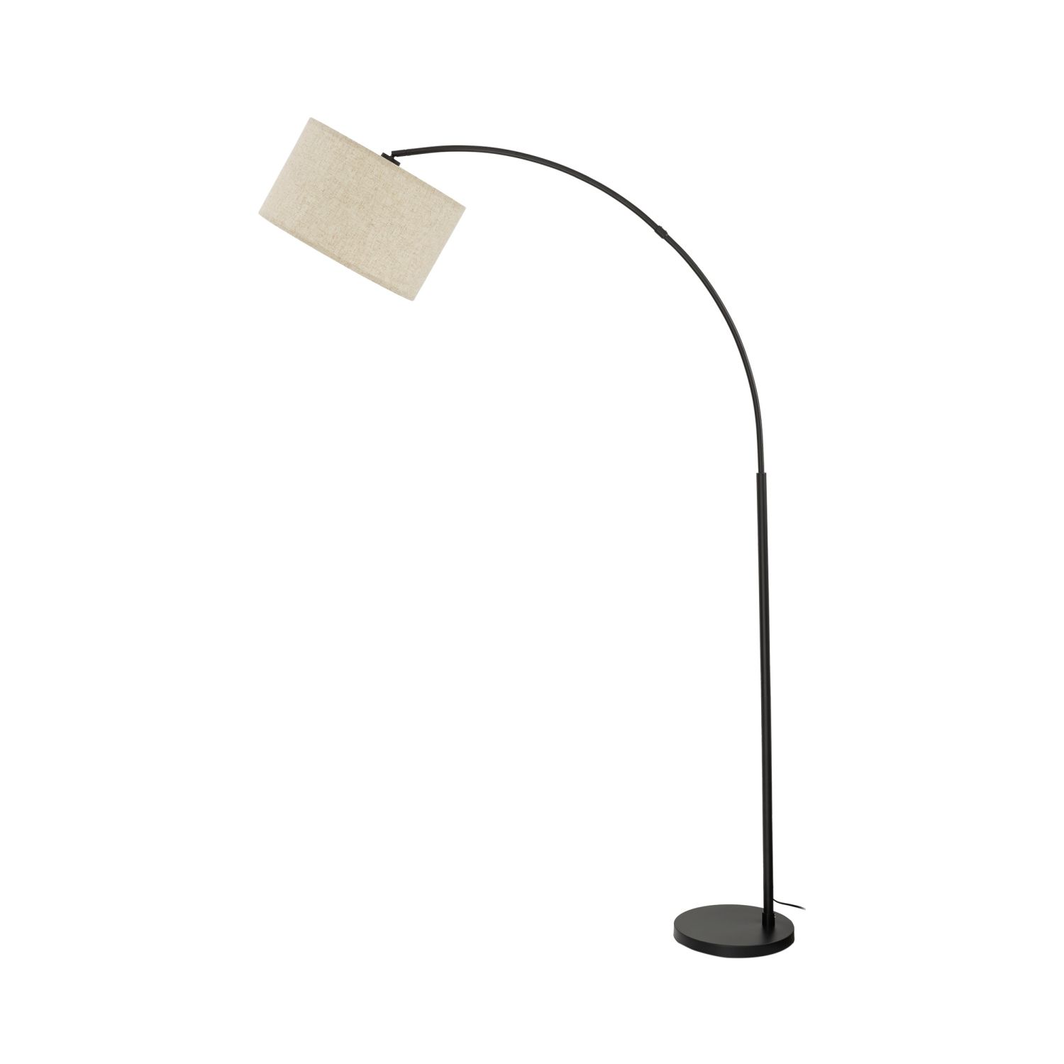 Luminaire en arc 200 cm réglable Tissu Métal Noir Beige E27