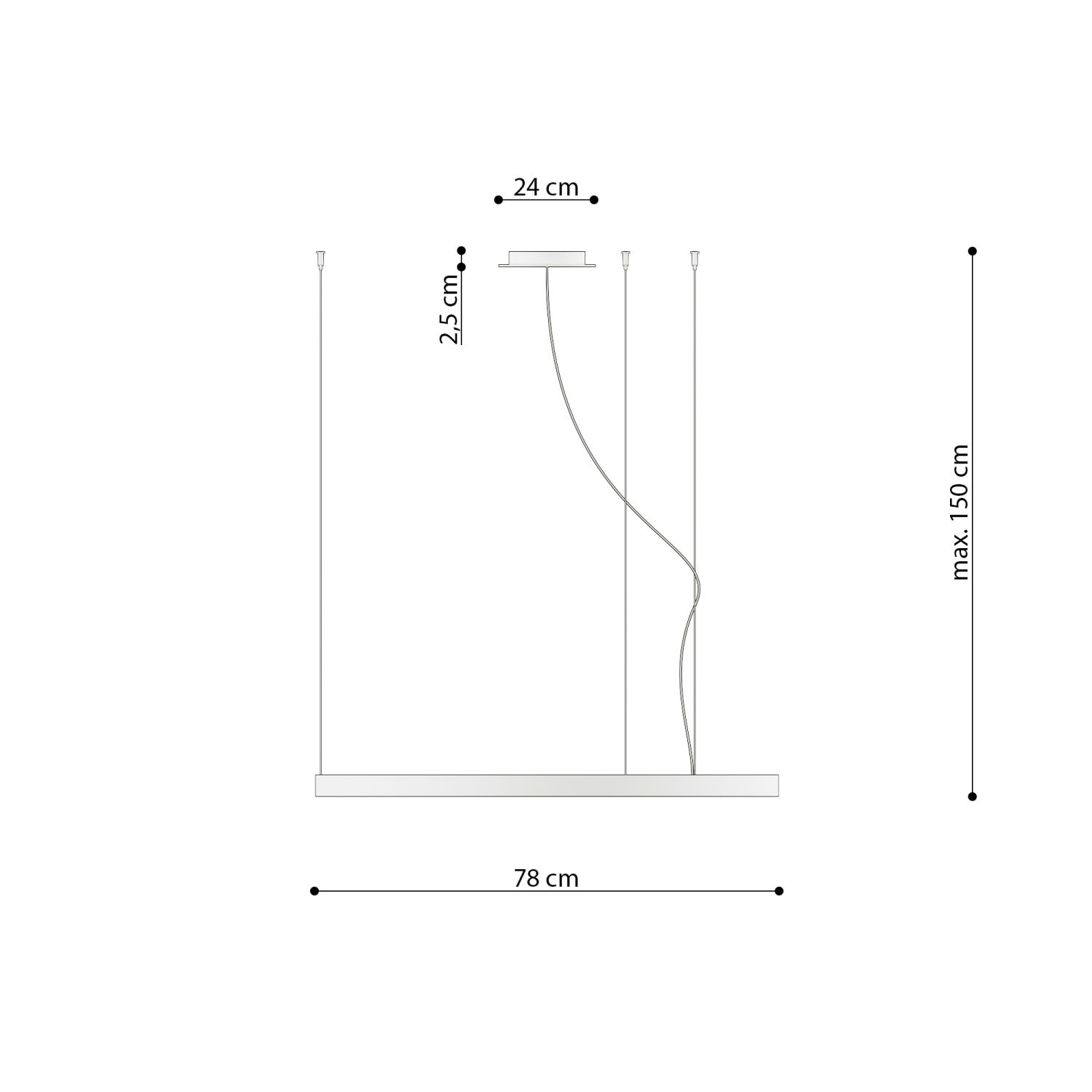 Lustre LED métal rond Ø 78 cm anneau 4000 K noir