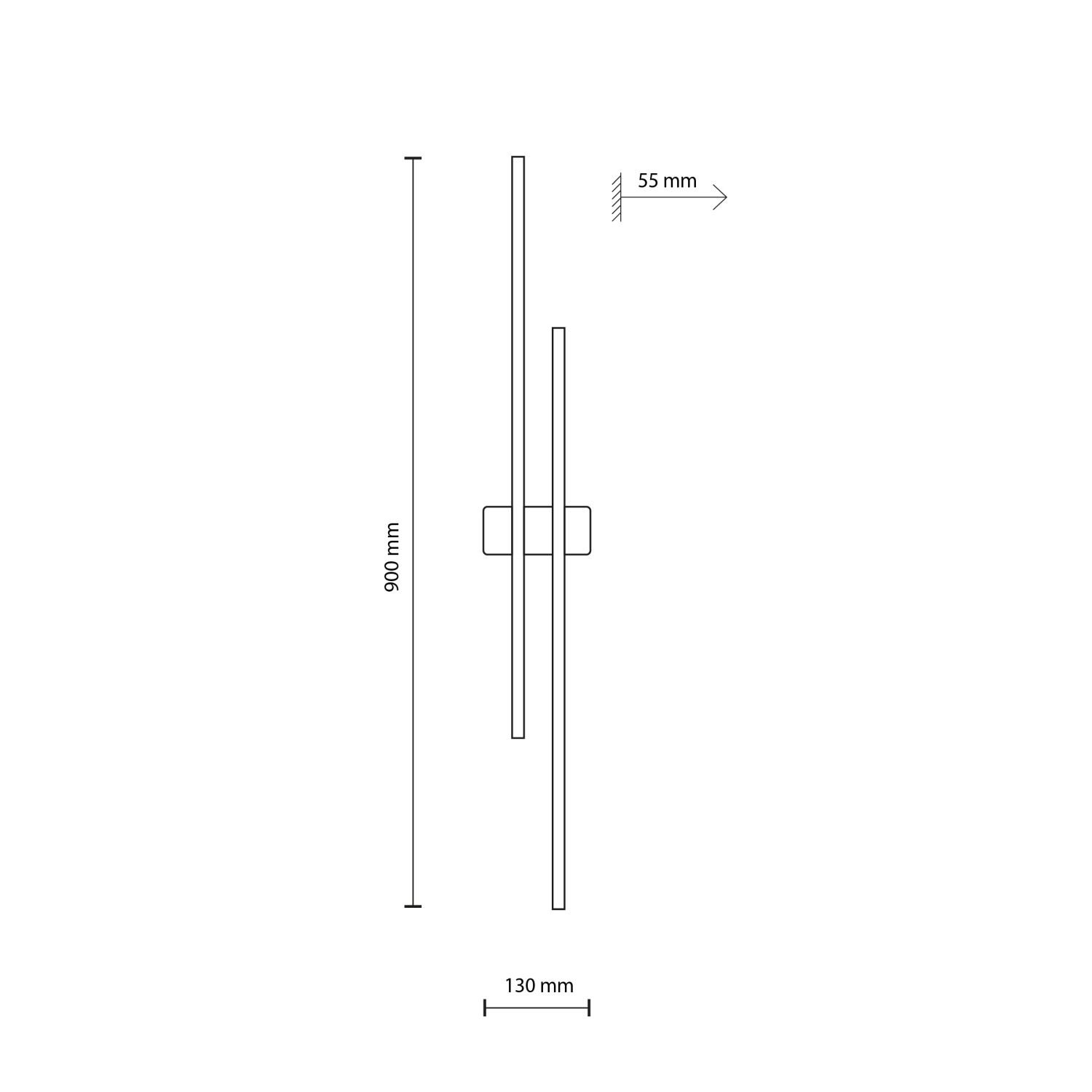 Applique LED noire hauteur 90 cm lumière indirecte 3000 K