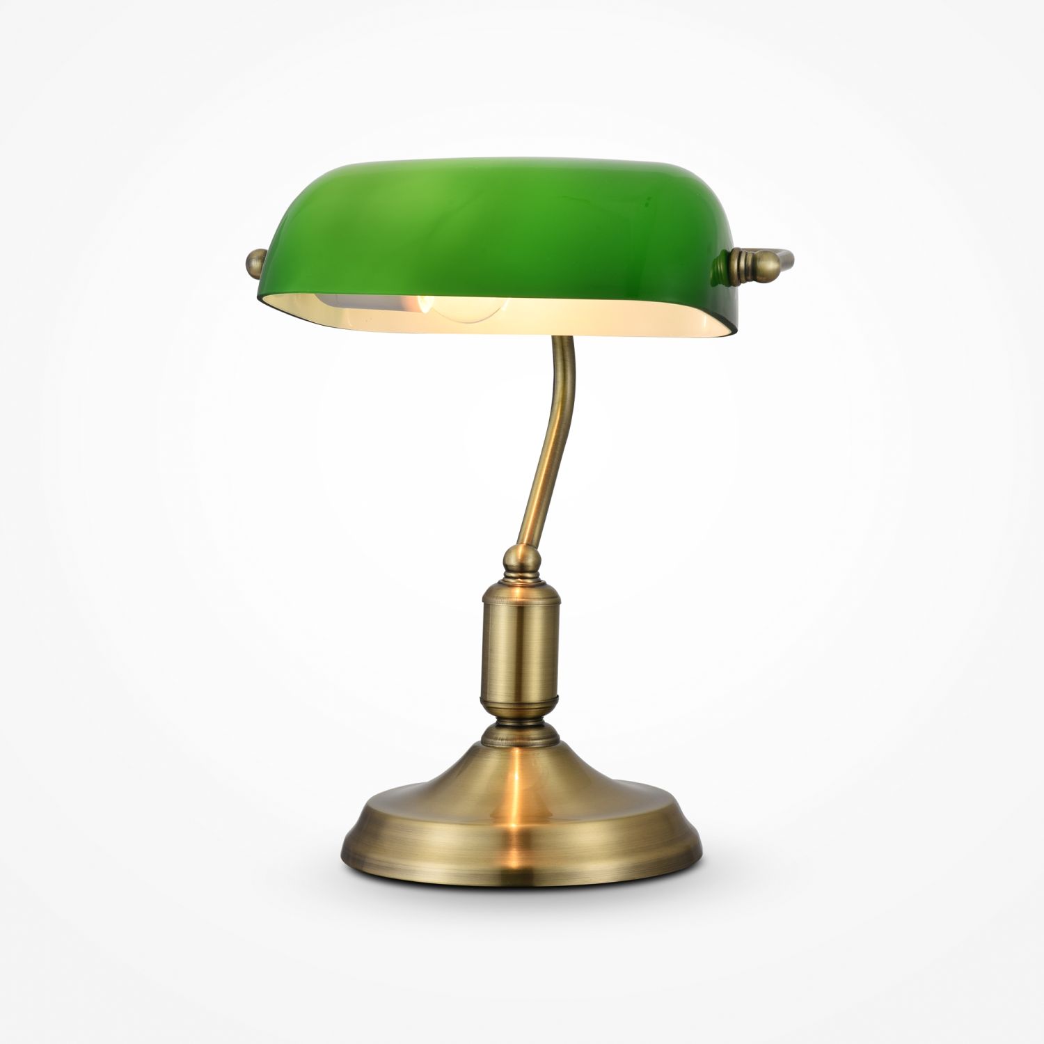 Lampe de banquier métal verre E27 36 cm en laiton vert MARC