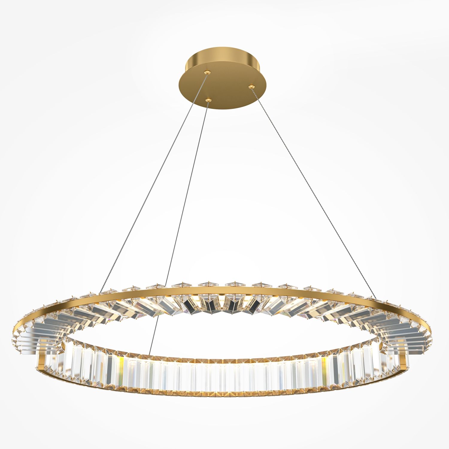 LED Kronleuchter Kristall Metall rund D: 62 cm in Gold