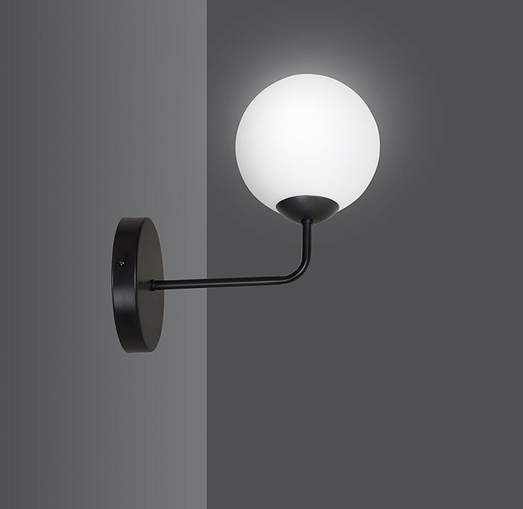 Wandlampe innen Schwarz Weiß Glas Modern E14