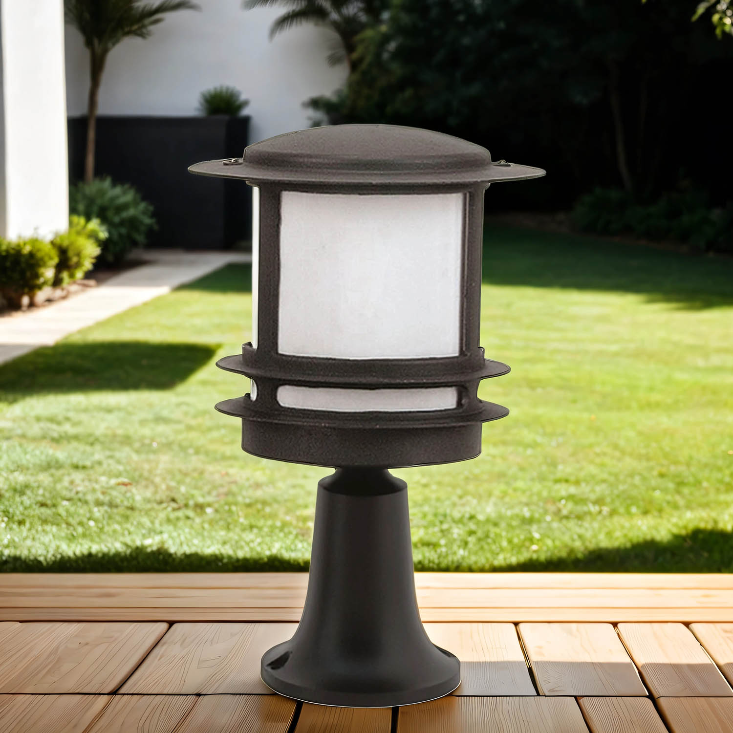 Luminaire de socle rustique extérieur 35cm protégé de la pluie