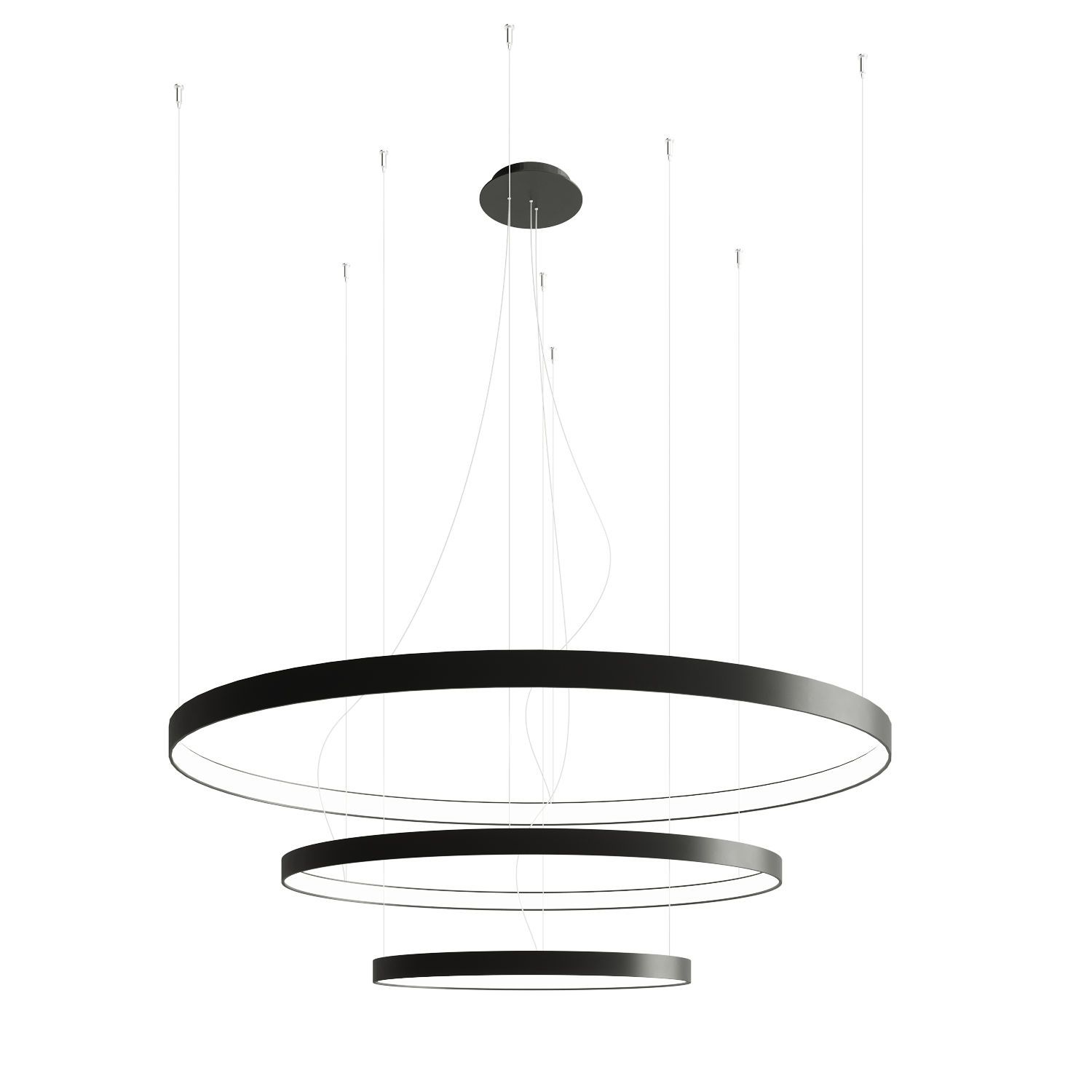 Lustre LED Métal Anneaux Ø 110 cm Noir 3000 K