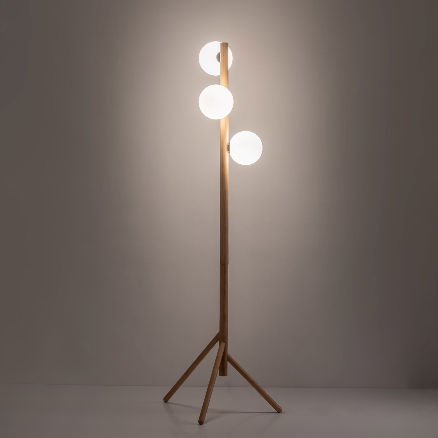 Lampadaire 150 cm petit bois verre 3x G9 tripode MIEKE