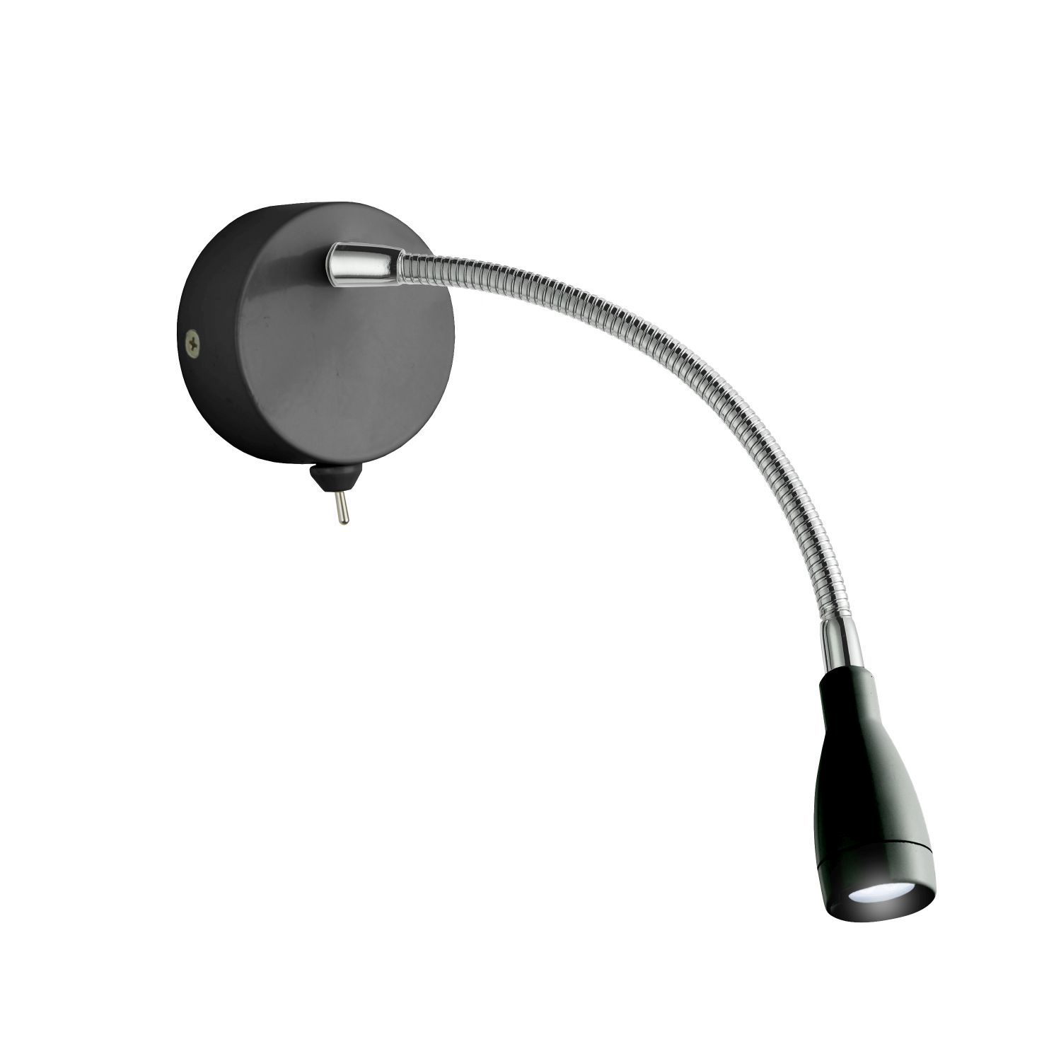 Spot mural LED avec bras flexible Interrupteur 6500 K en noir