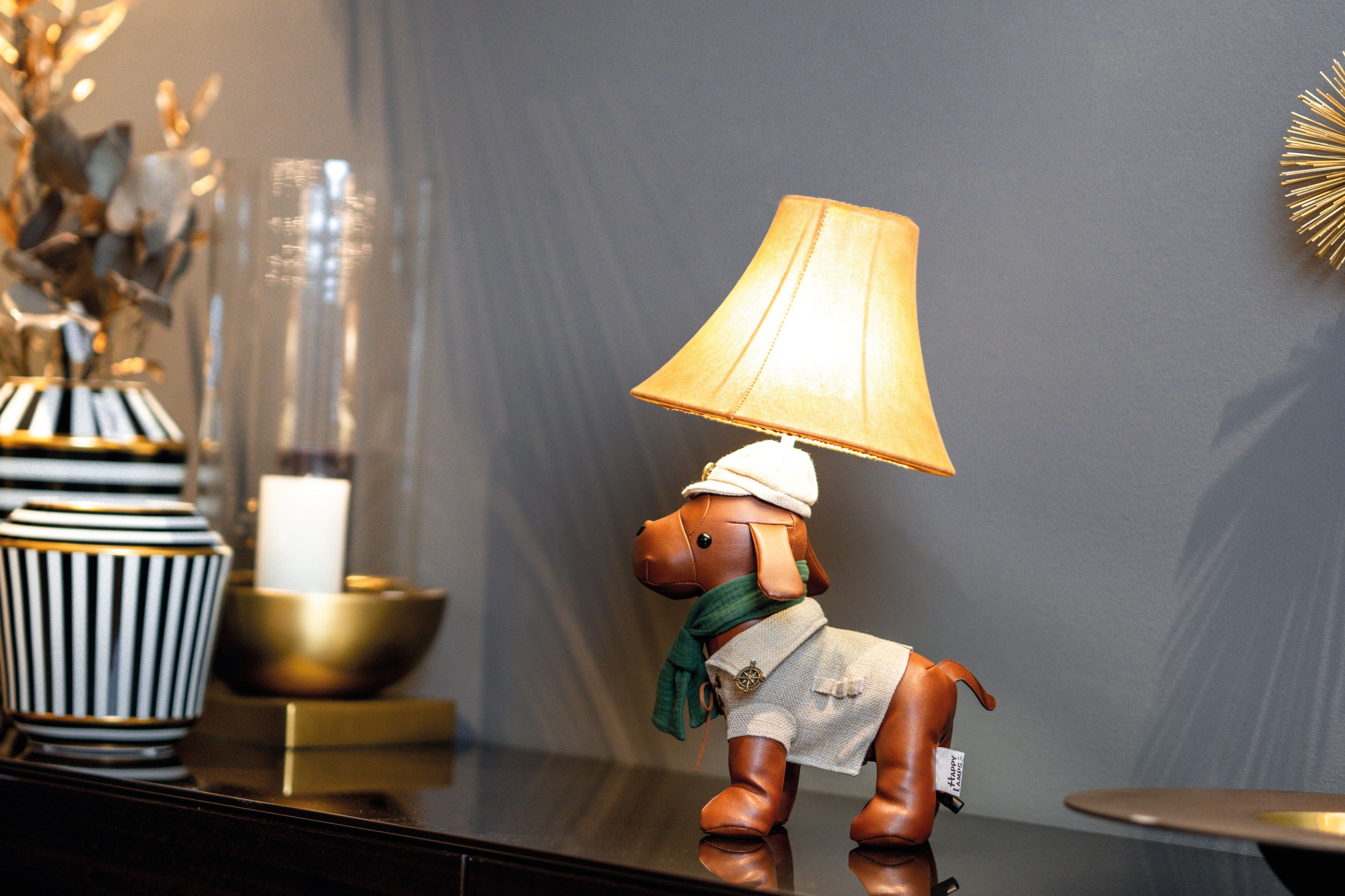 Tischlampe Wohnzimmer Kinderzimmer Hund 48 cm mit LED