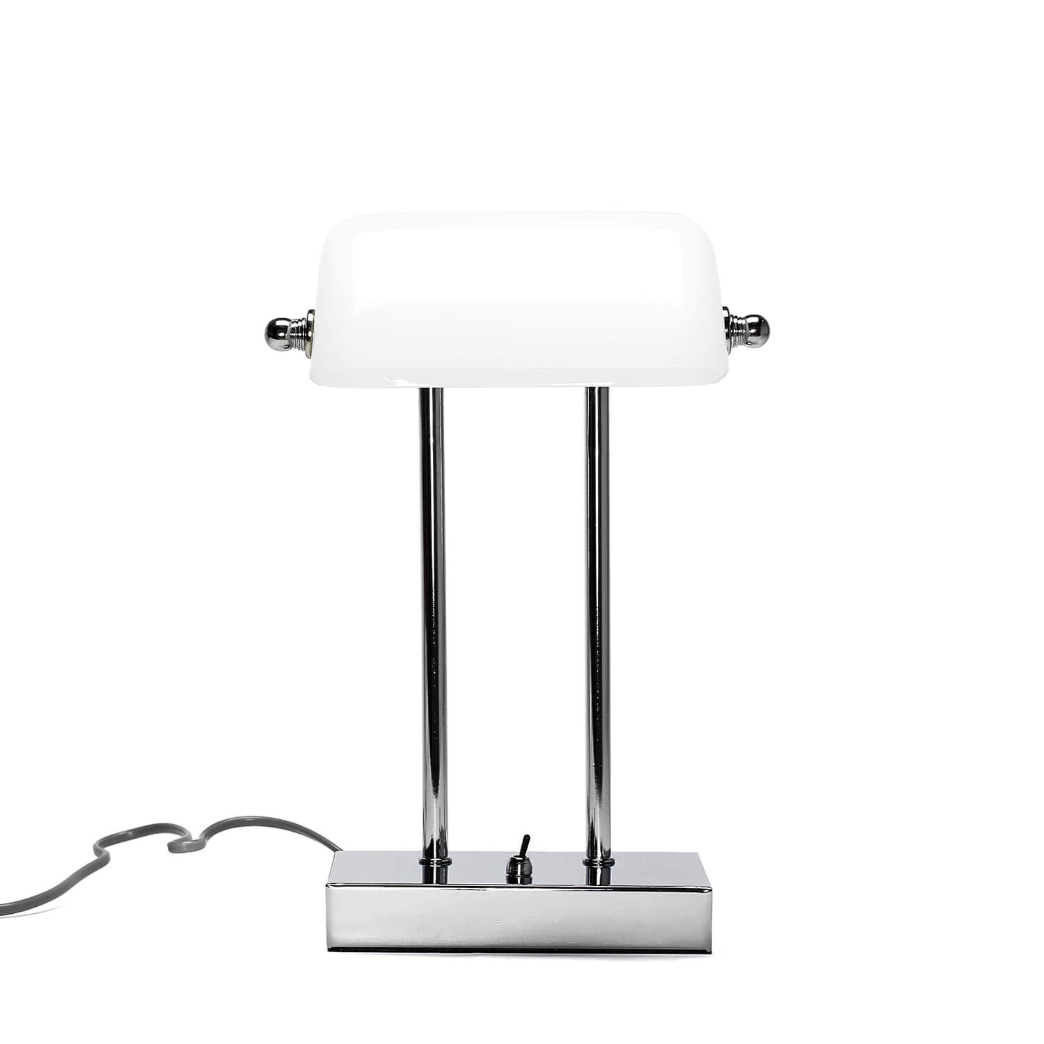 Lampe de banquier en chrome blanc