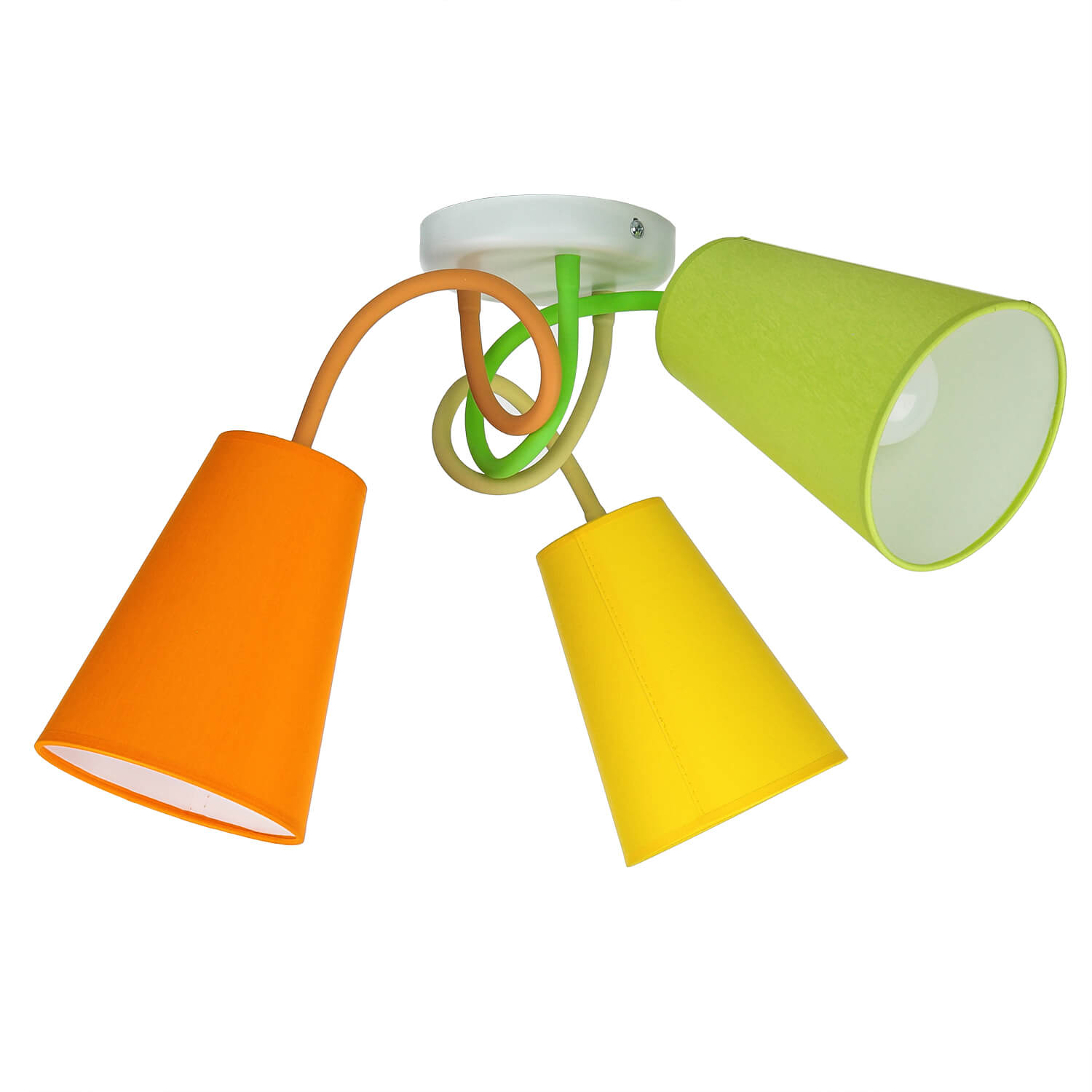 Bunte Deckenlampe 3-flmg Orange Gelb Grün flexibel