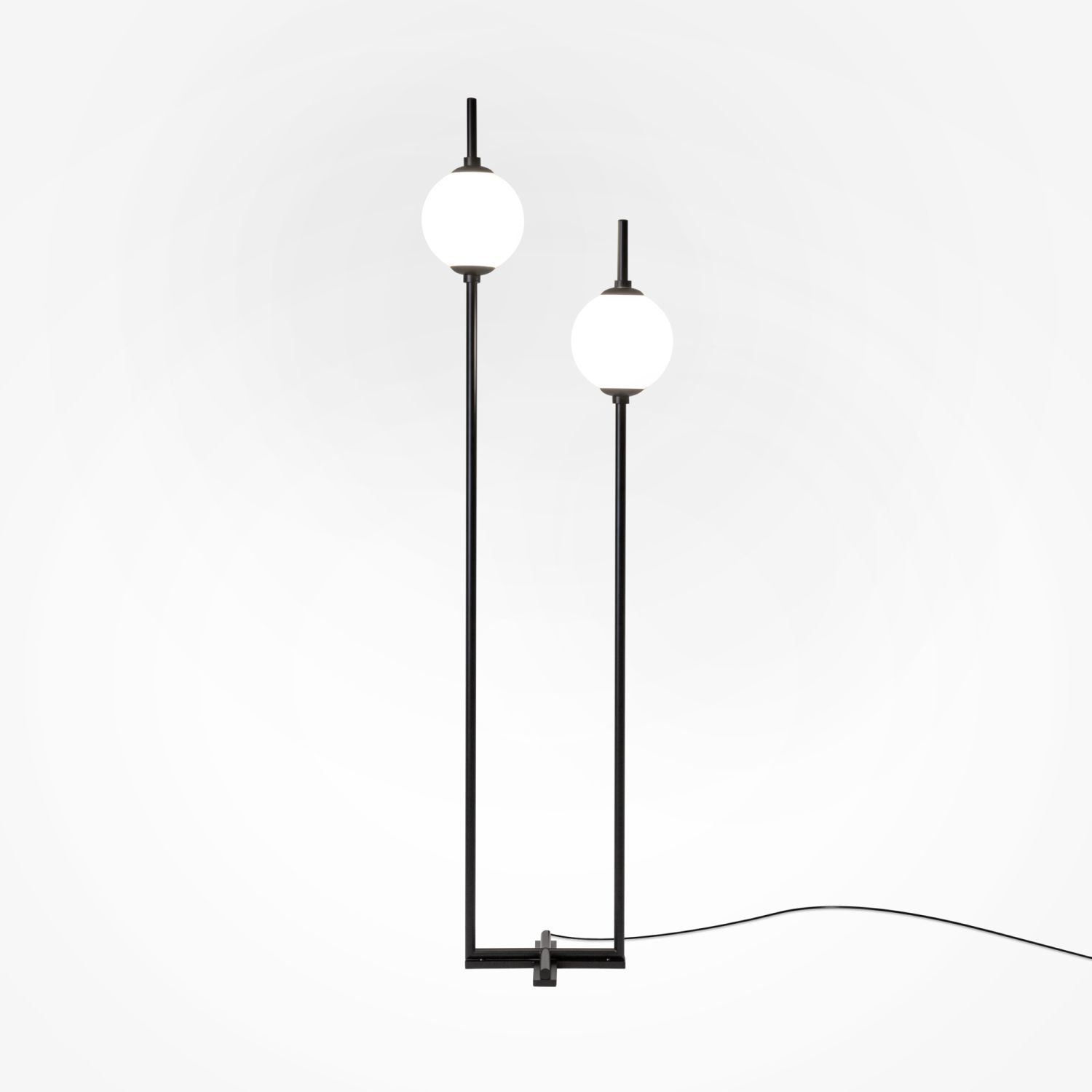 Lampadaire LED métal verre 150 cm noir blanc 750 lm